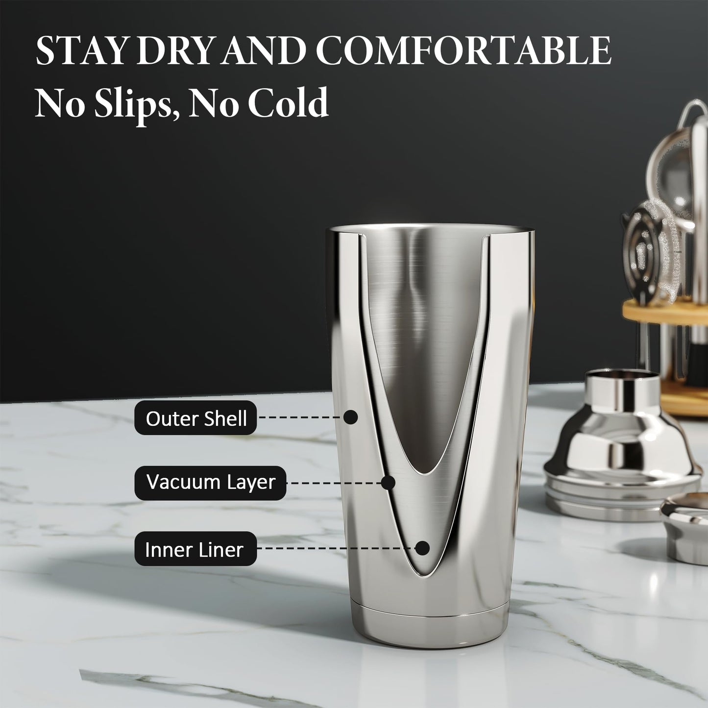 25-Piece Bartender Kit | Stainless Steel Cocktail Shaker Set with Bamboo Stand, 700ml Double-Layer Cocktail Shaker with Full Bar Tools & Recipes, Bar Tool Set for Drink Mixing, Home, Party, Gift Idea