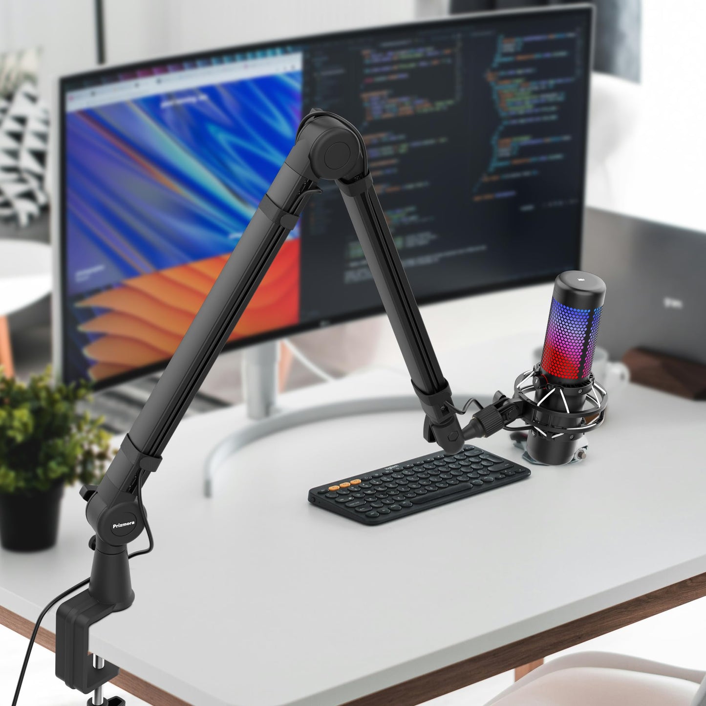 Prizmora Mic Arm, Premium Microphone Boom Arm with Cable Management, 360°Rotatable Broadcasting Boom Arm, Mic Boom Arm for Podcasts, Streaming, Gaming, Home Office, Recording