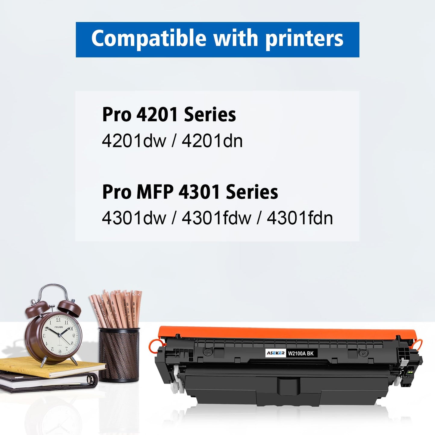 Aseker 210A Black Toner Cartridge (with Chip) Replacement for 210A W2100A 210X W2100X for 4201dw 4201dn MFP 4301dw 4301fdw 4301fdn Series Printers | W2100A ( Black*1 )