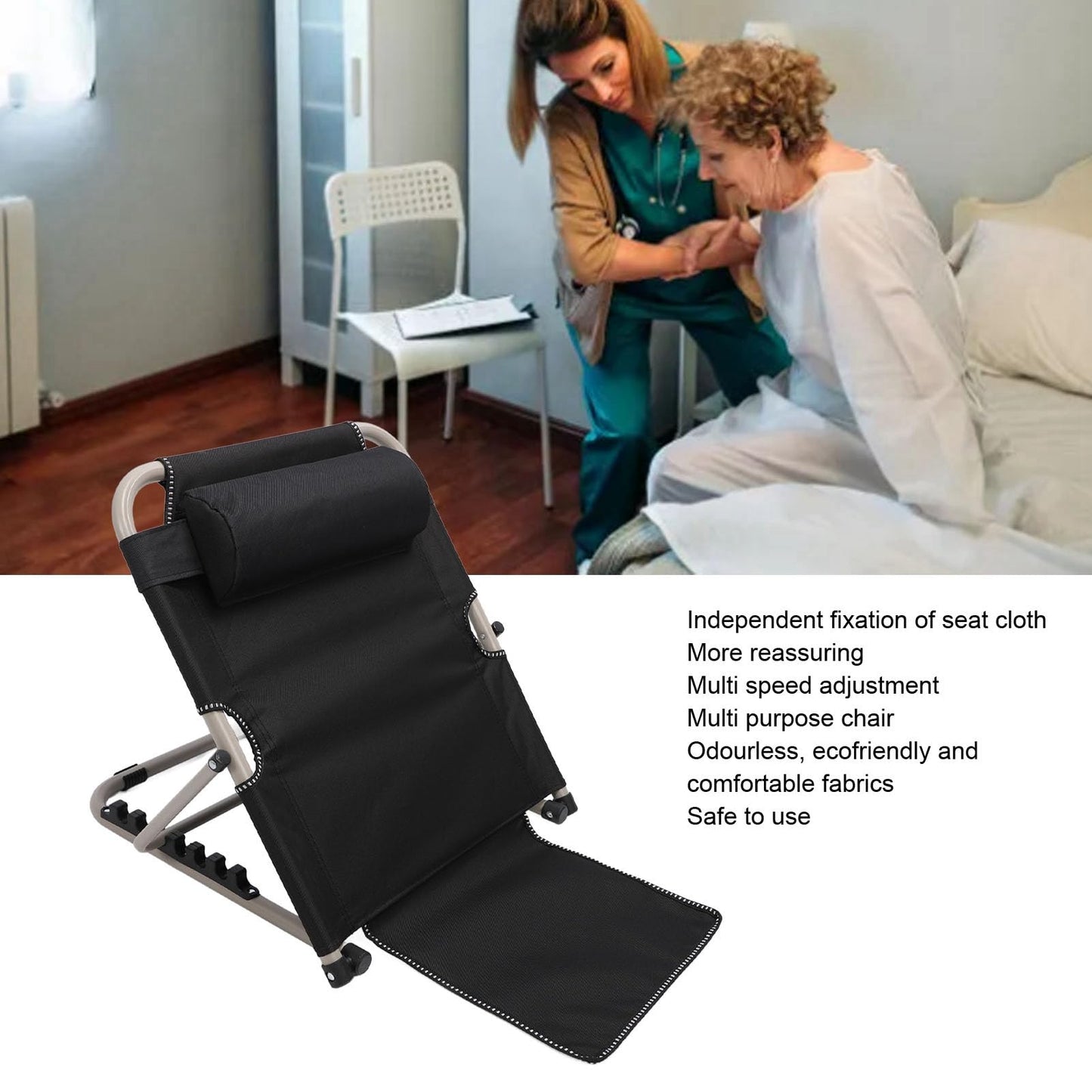 Bed Backrest for Sitting Up in Bed Adjustable, Lifting Bed Backrest Floor Chair with Head Pillow Folding 6 Degree Sit Up Backrest Floor Chair Bed Backrest for Sitting Up in Bed