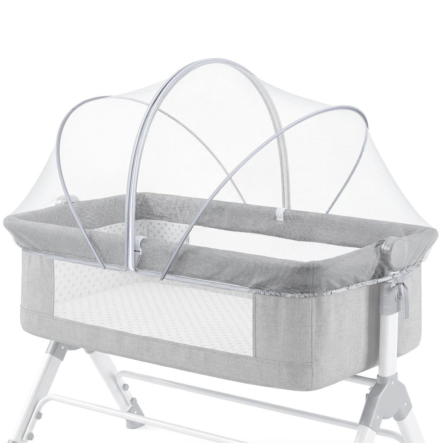 Orzbow Bassinet Cover for Cats - Breathable Mosquito Net Cover for Cradles/Travel Cribs/Mini Cribs, Baby Mosquito Net to Keep Pets Out, Baby Bassinet Accessories, Two-Way Self-Locking Zippers, White