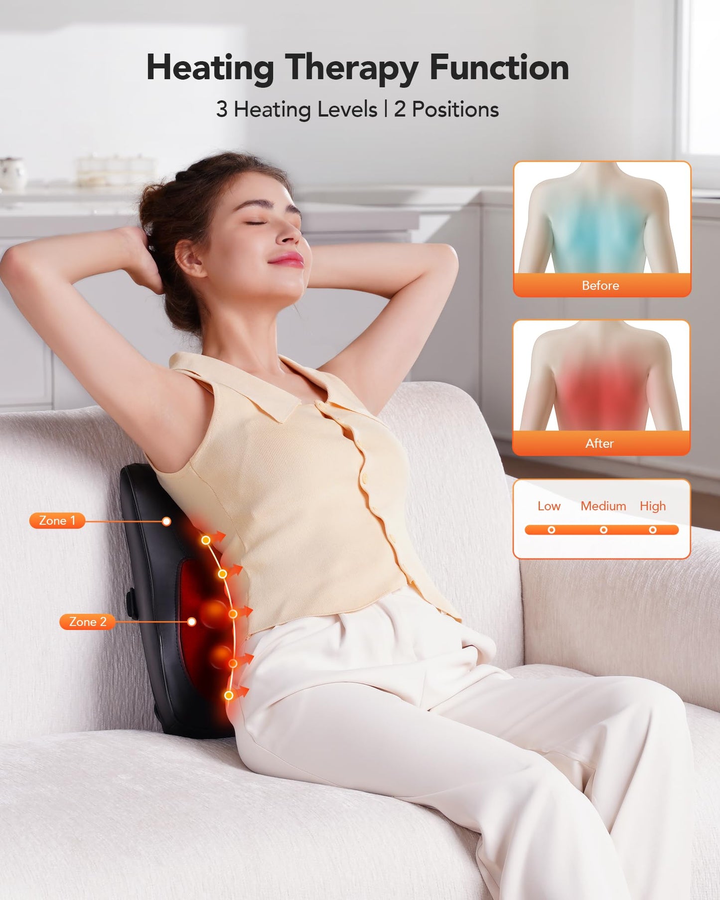 COPYJOY Back Massager For Pain Relief Deep Tissue, Neck Massager With Heat 3D Shiatsu Kneading Electric Massage Pillow For Whole Body Relaxation, Home, Car, Office Use, Gifts For Mom, Dad, Women, Men