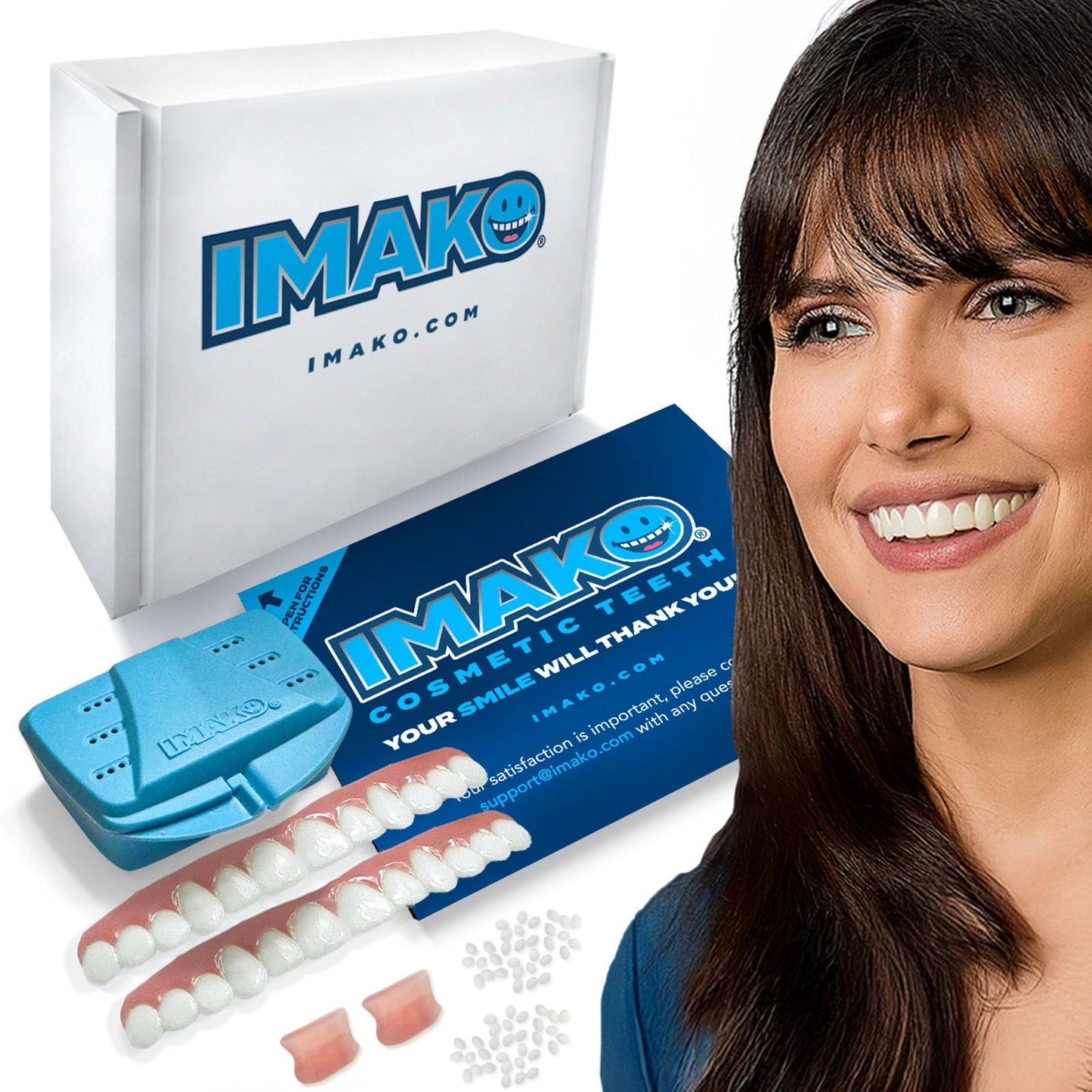 Imako Premium Cosmetic Uppers - 2 Pack - Large, Natural White - DIY Smile Makeover - Made in USA