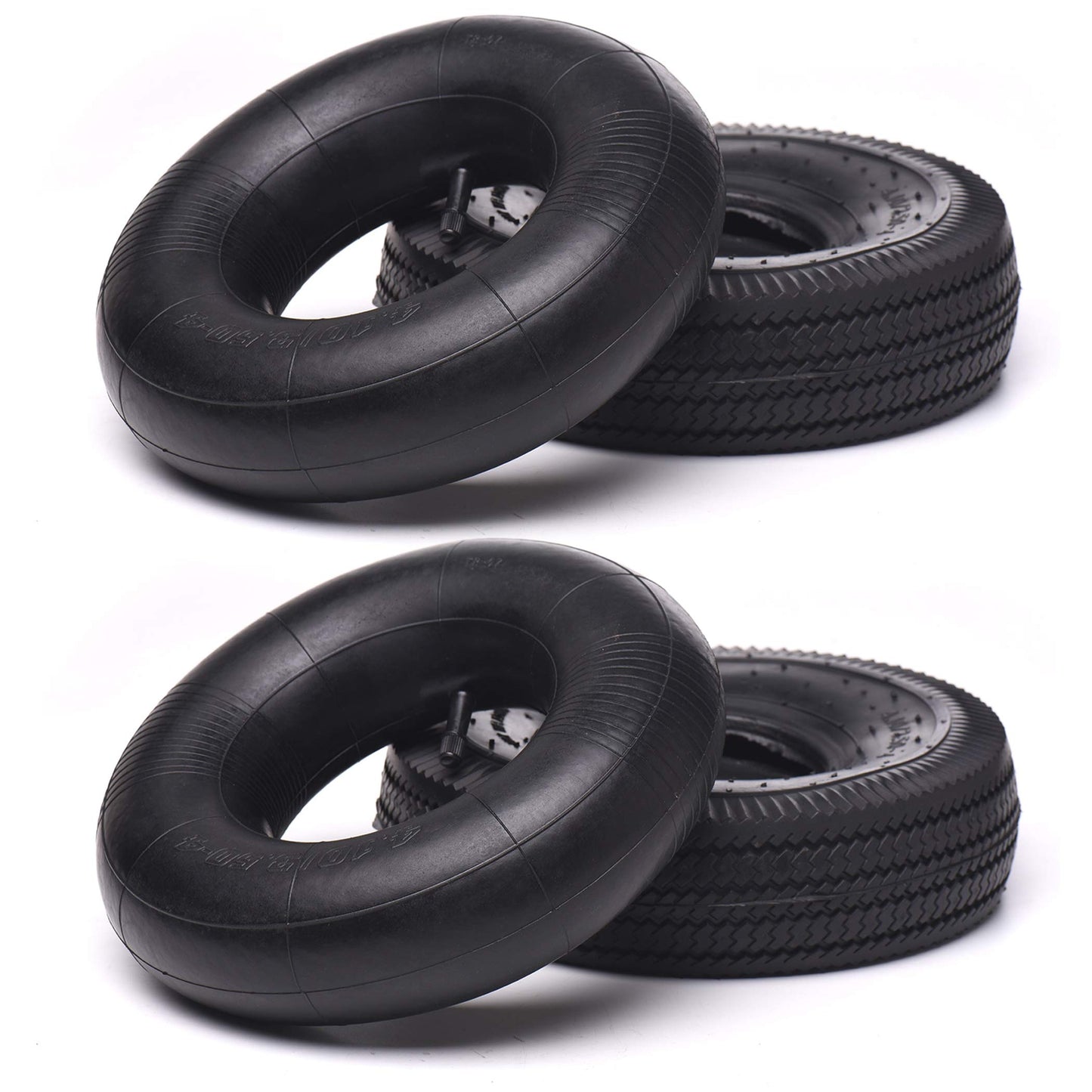 (2 Pack) AR-PRO 10" Heavy-Duty Replacement All-Purpose Utility Tire and Tube - 4.10/3.50-4" Pneumatic Tires with 10" Inner Tubes TR-13 Straight Valve Stem for Lawn Mowers, Hand Trucks, and More