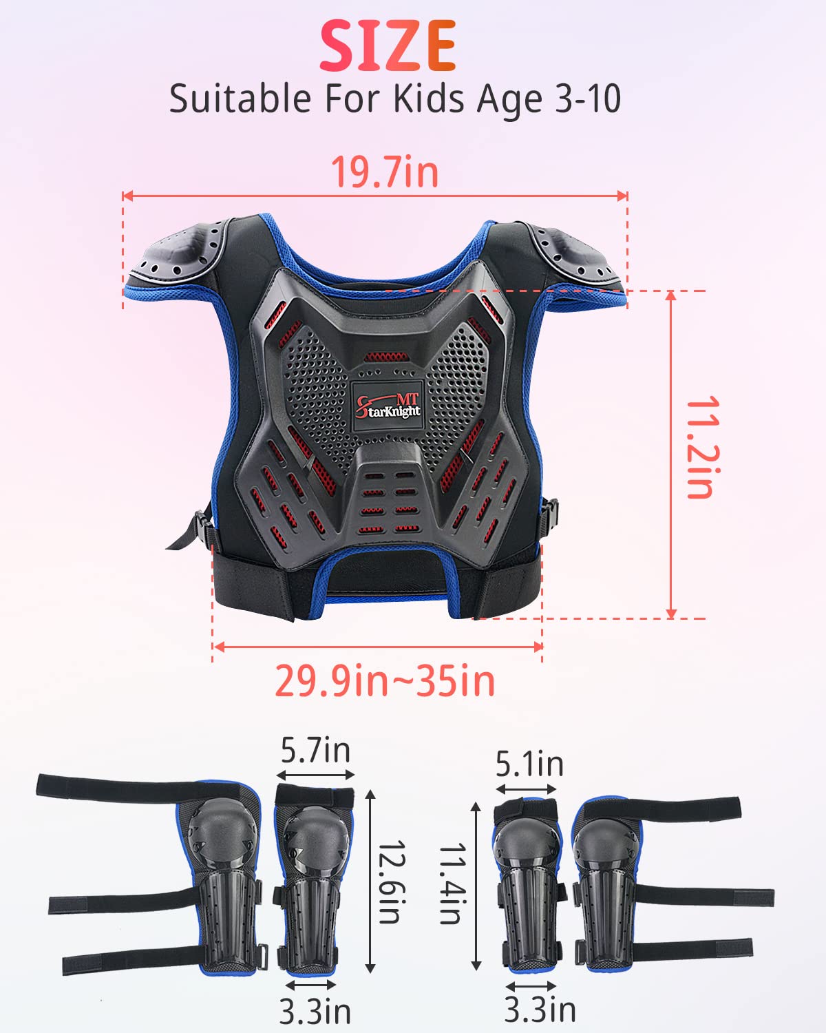 Kids Dirt Bike Protection Gear-StarknightMT Youth Motorcycle Protective Riding Gear ATV Chest Protector Motocross Armor Suit for Boys Girls Mountain Biking Cycling, Blue