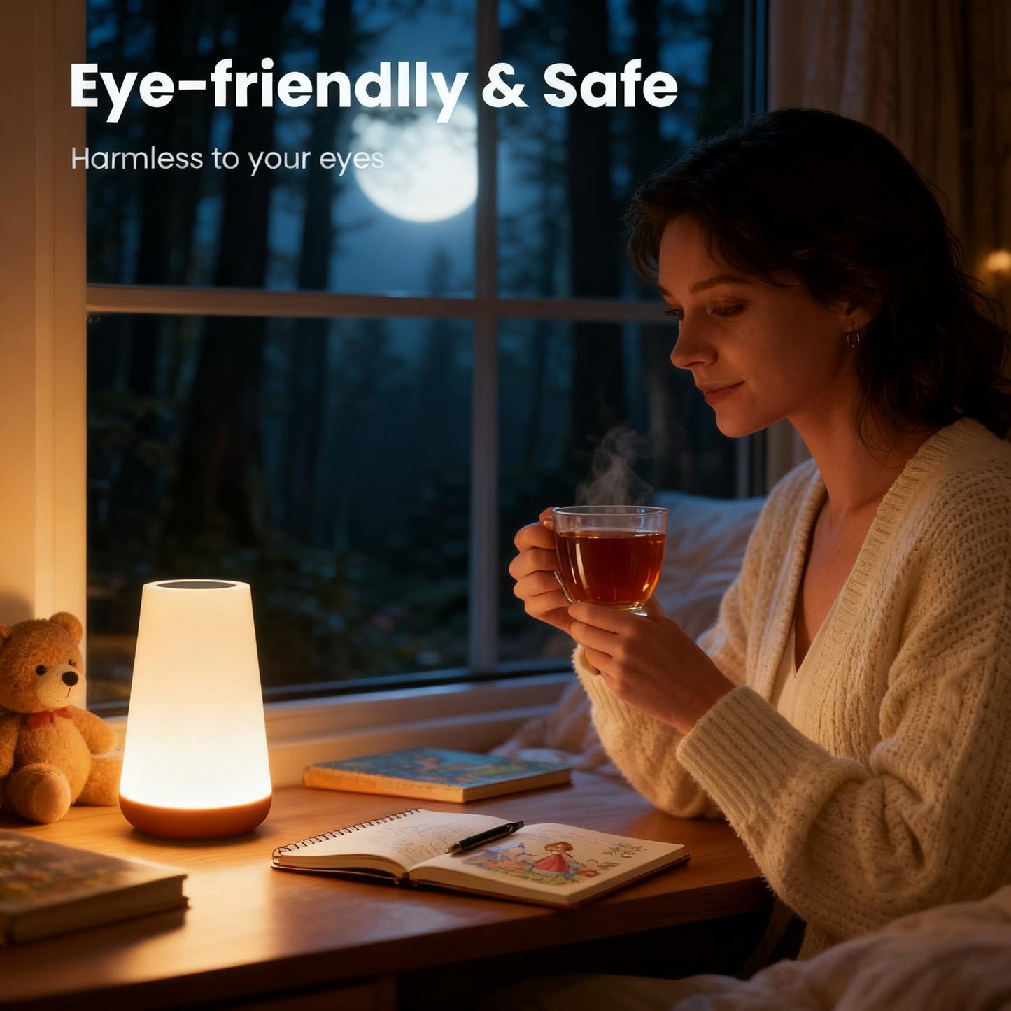 YUNJAYI 2 Pack Touch Bedside Lamp Wireless, 13 Colors Changing & 5 Modes, Dimmable Night Lights for Kids Bedroom, Portable Small Lamp Rechargeable Sleep Aid, Eye Caring Baby Nursery Night Lamp Timer