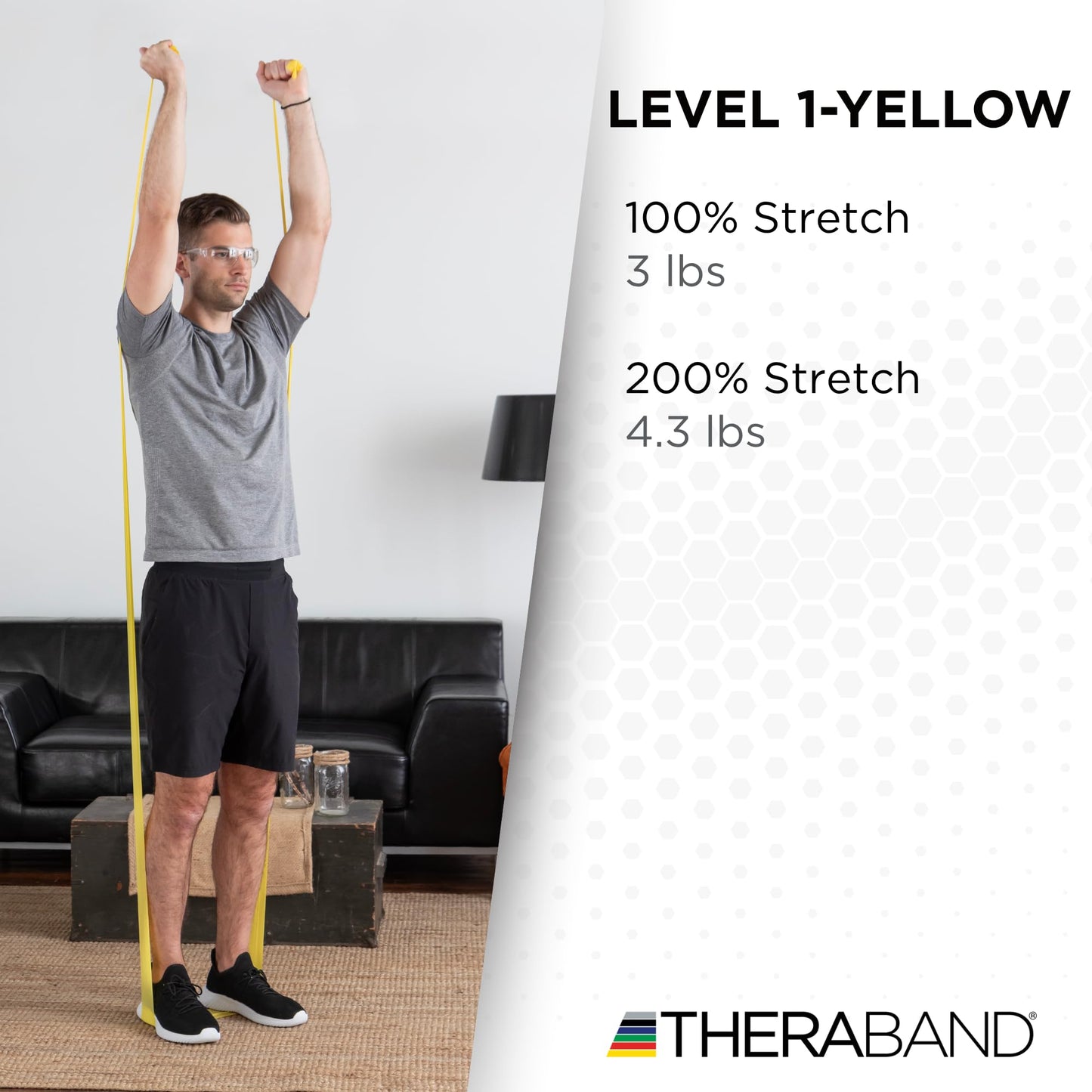TheraBand Resistance Band 50 Yard Roll, Thin Yellow Non-Latex Professional Elastic Bands for Upper & Lower Body Exercise, Physical Therapy, Pilates, & Rehab, Dispenser Box, Beginner Level 2