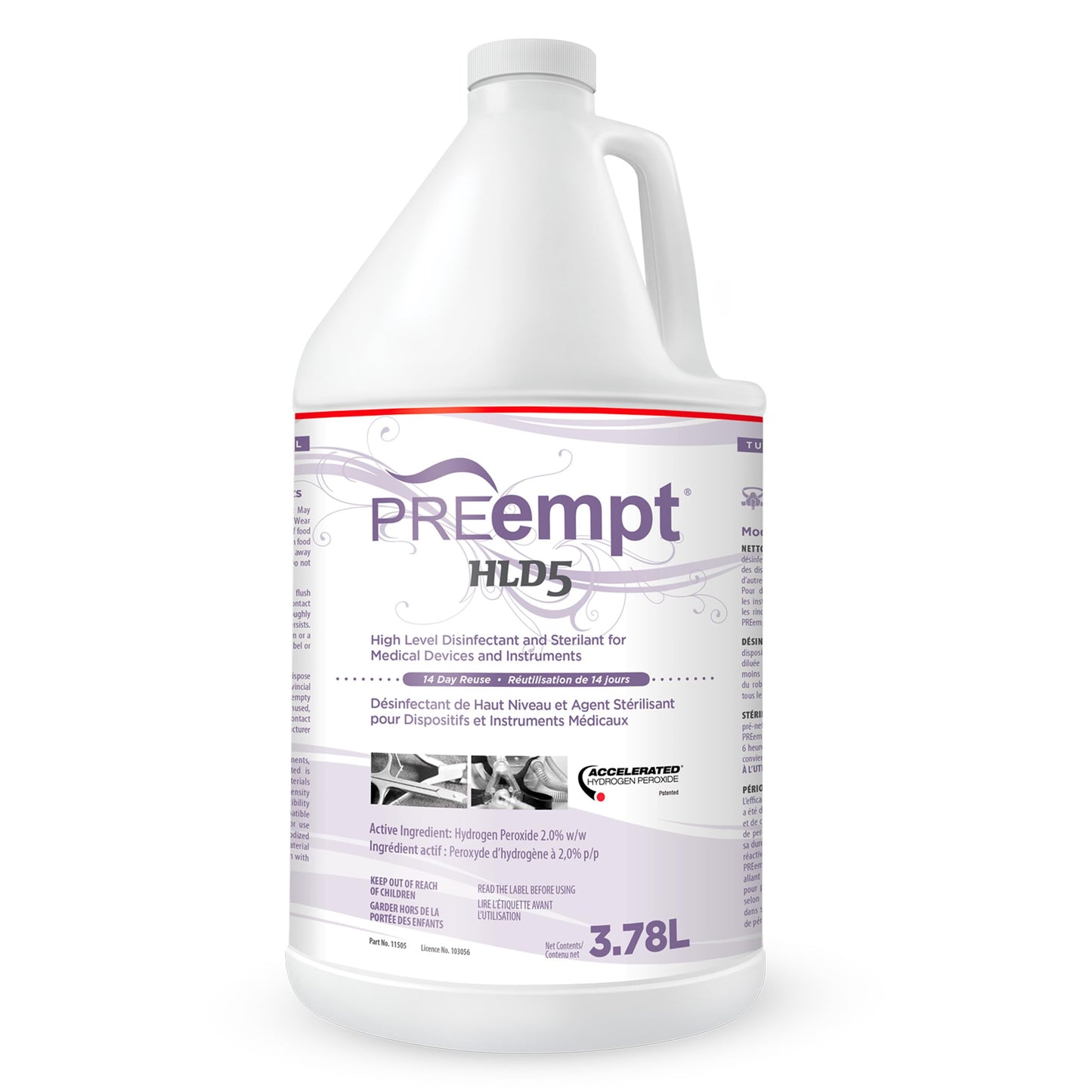 PREempt HLD5 High-Level Disinfectant for Reusable Spa, Salon and Nail Tools and Implements (3.78L) (1 Bottle)