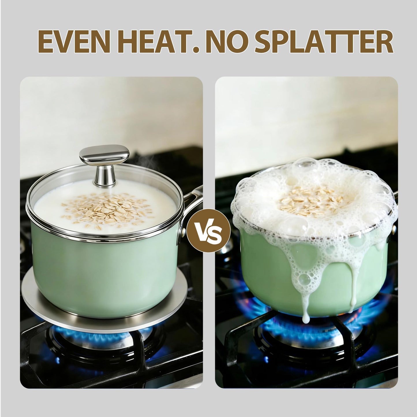 24cm Detachable Induction Plate Adapter, Stainless Steel Heat Diffuser for Electric Gas Stove Glass Induction Cooktop, Durable Converter Plate.