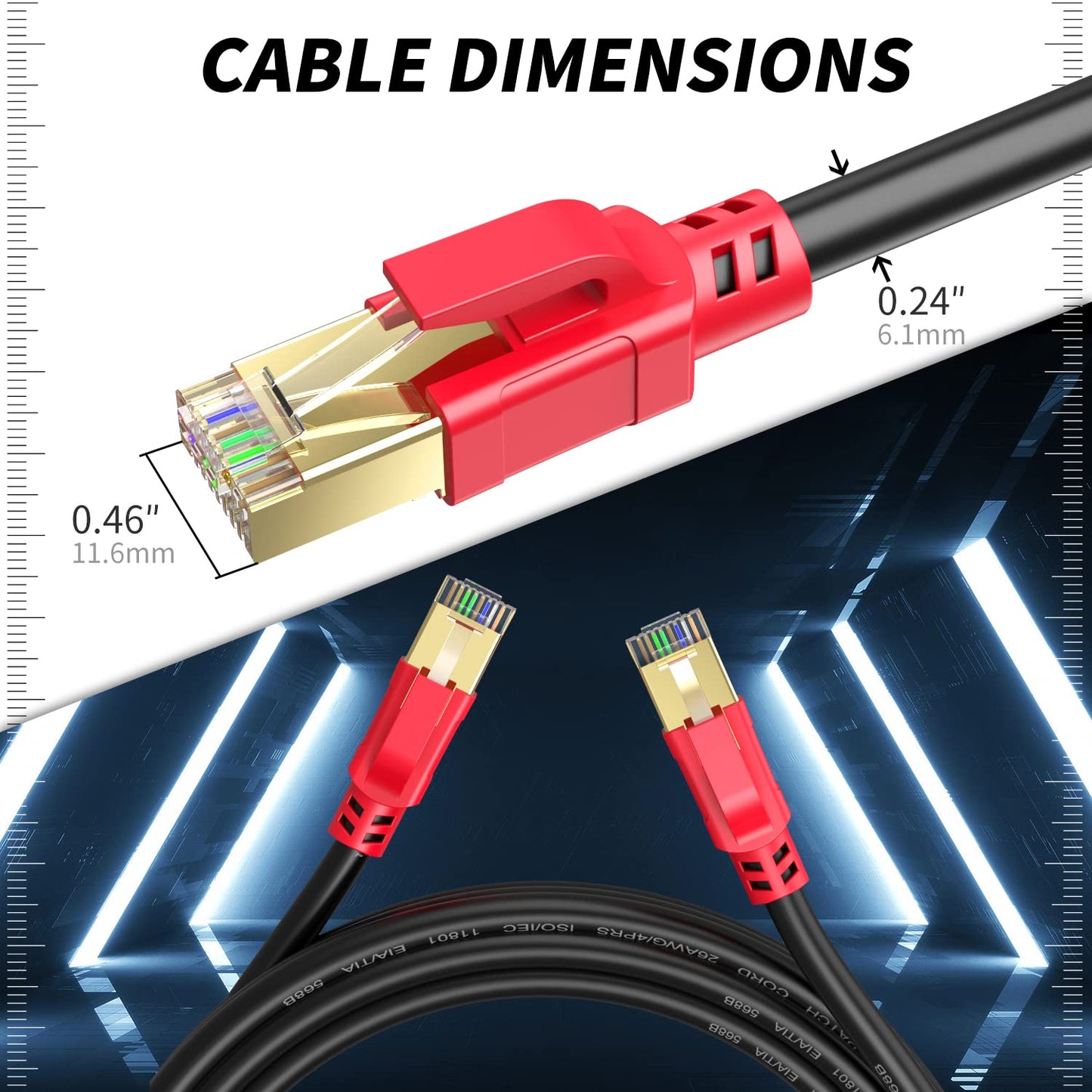wawpi Ethernet Cable Cat6 300 FT, High Speed Outdoor Internet Wire,LAN/WAN Network Cord for All RJ45 Devic,TV, Router, Modem, PC, Gaming.