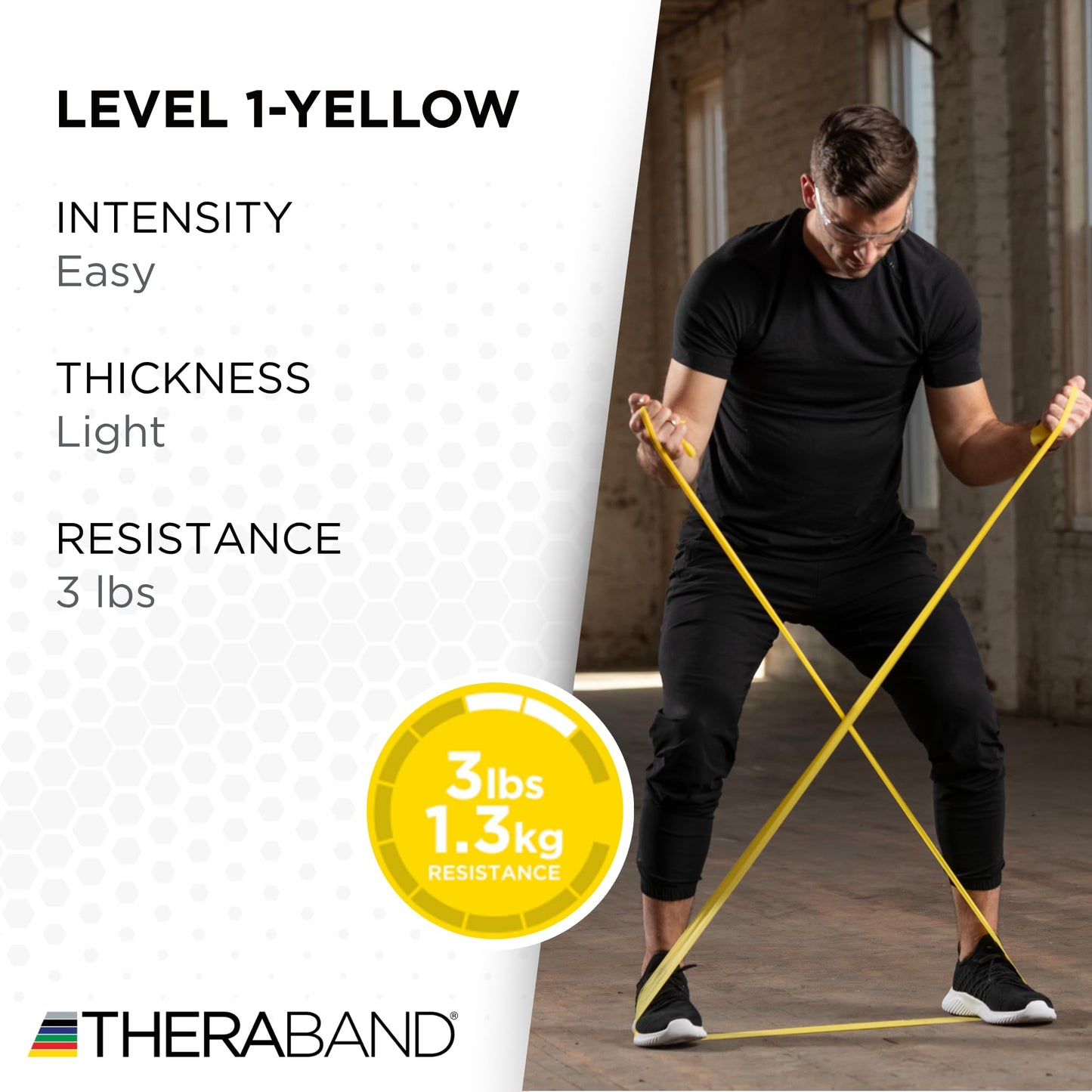 TheraBand Resistance Bands, 50 Yard Roll Professional Latex Elastic Band For Upper & Lower Body & Core Exercise, Physical Therapy, Pilates, At-Home Workouts, & Rehab, Yellow, Thin, Beginner Level 2