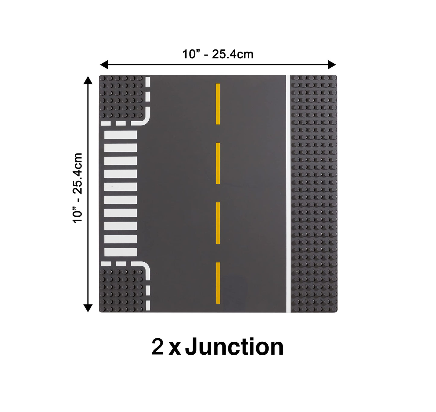 Classic Building Block Road Base Plates Compatible with All Major Brands (Roads 8 Pack), 25.4 cm 25.4 cm, 2 Straight, 2 Curve, 2 Crossroads, 2 T-Junction Plate