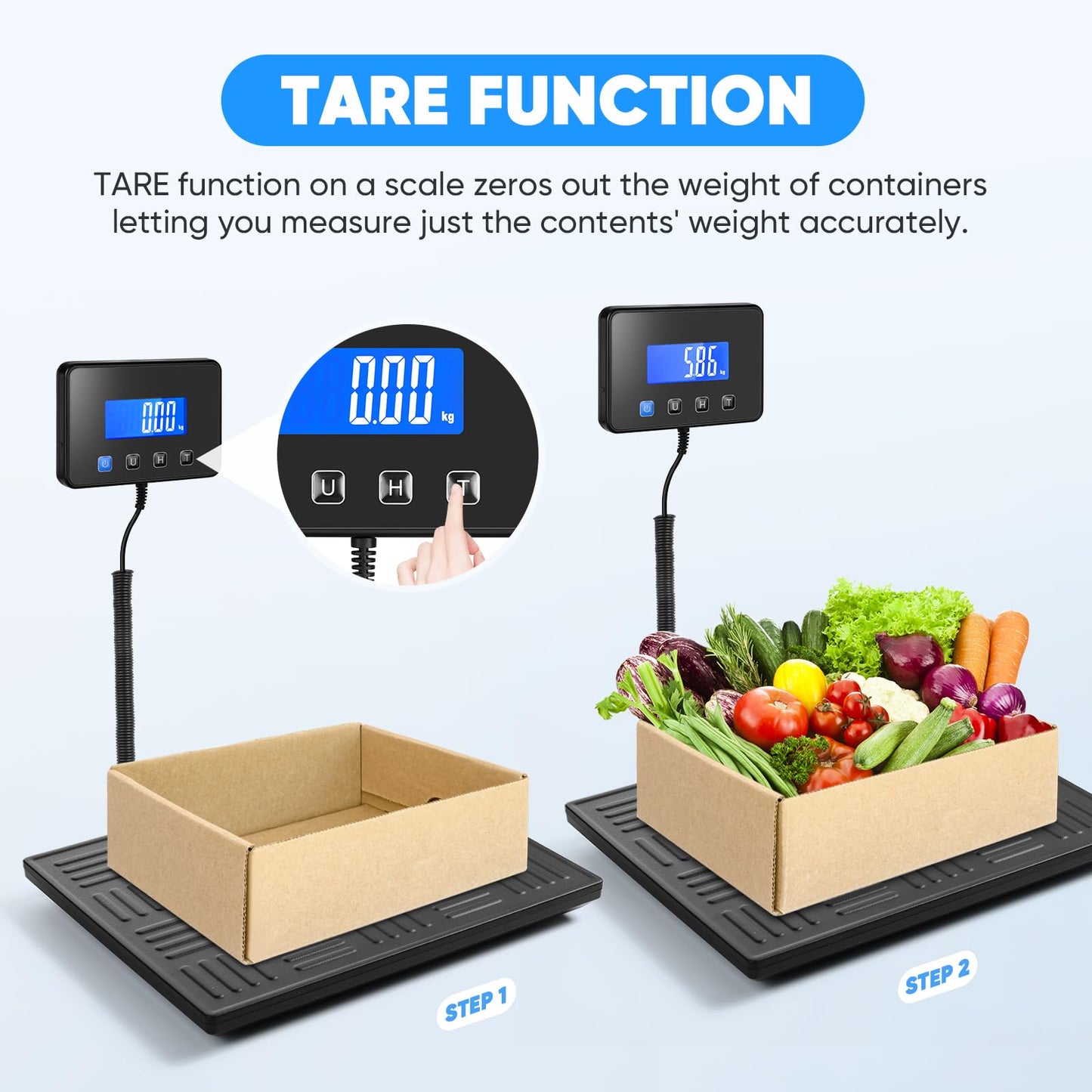 Digital Shipping Scale 300kg, Heavy Duty Postal Scales with Hold and Tare Function, Seperate Screen, Large Platform, Postage Scale for Small Business, Packages (Black)
