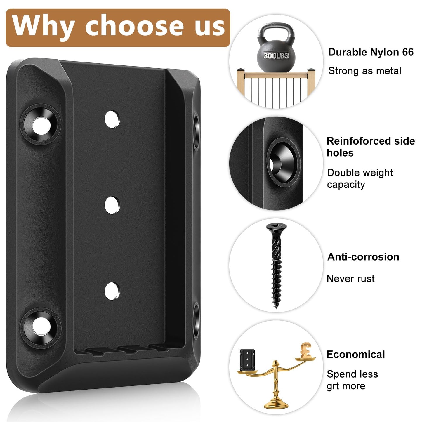 DN Mate 40 PCS Deck Railing Bracket Connectors for 2x4 (Actual 1.5”x3.5”) Wood Deck Railing Post to Handrail, Stair Railing Connectors with Coated Wood Screws,Drill Bit, Fence Railing Brackets