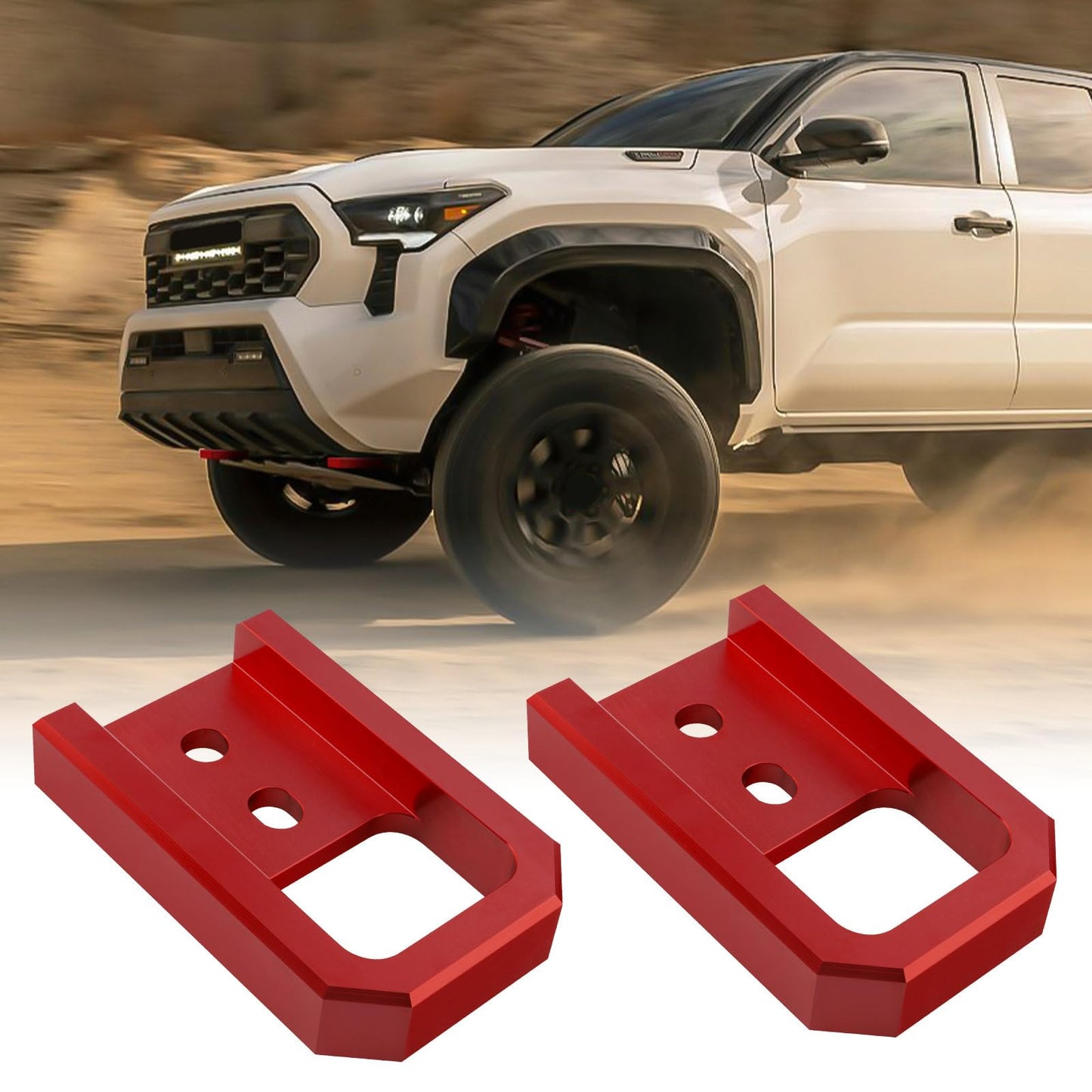TECHPICCO Tow Hooks for Tacoma 2024-2026/4Runner 2025-2026/Land Cruiser 250 2024-2026, Car Tow Hooks Compatible with Toyota Tacoma/4Runner/Land Cruiser 250 Accessories (Red)