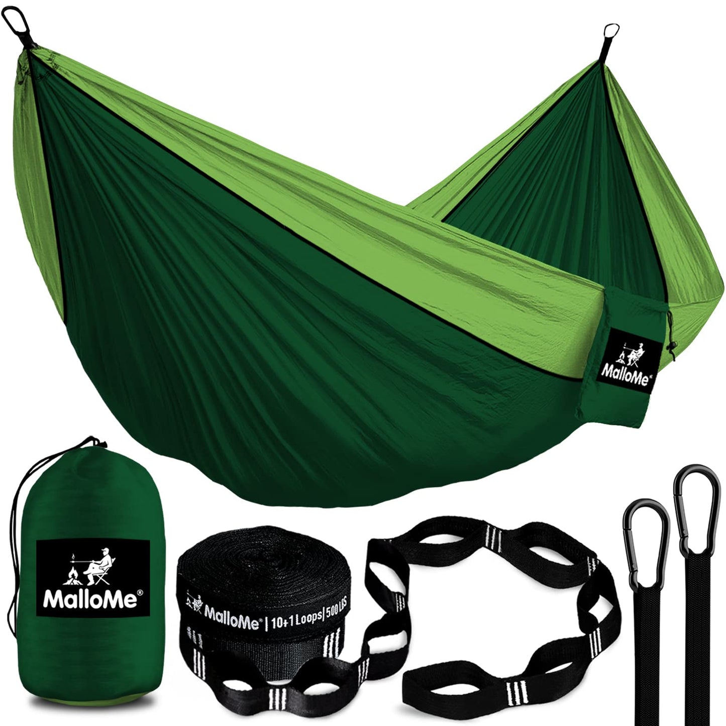 MalloMe Camping Hammock with Straps - Portable Outdoor Hammock for Adults, Kids - Double Hamac - 2 Person Hammocks - Tree Hamac Swing with Accessories - Hamock Tent for Travel - Hammocks for Outside