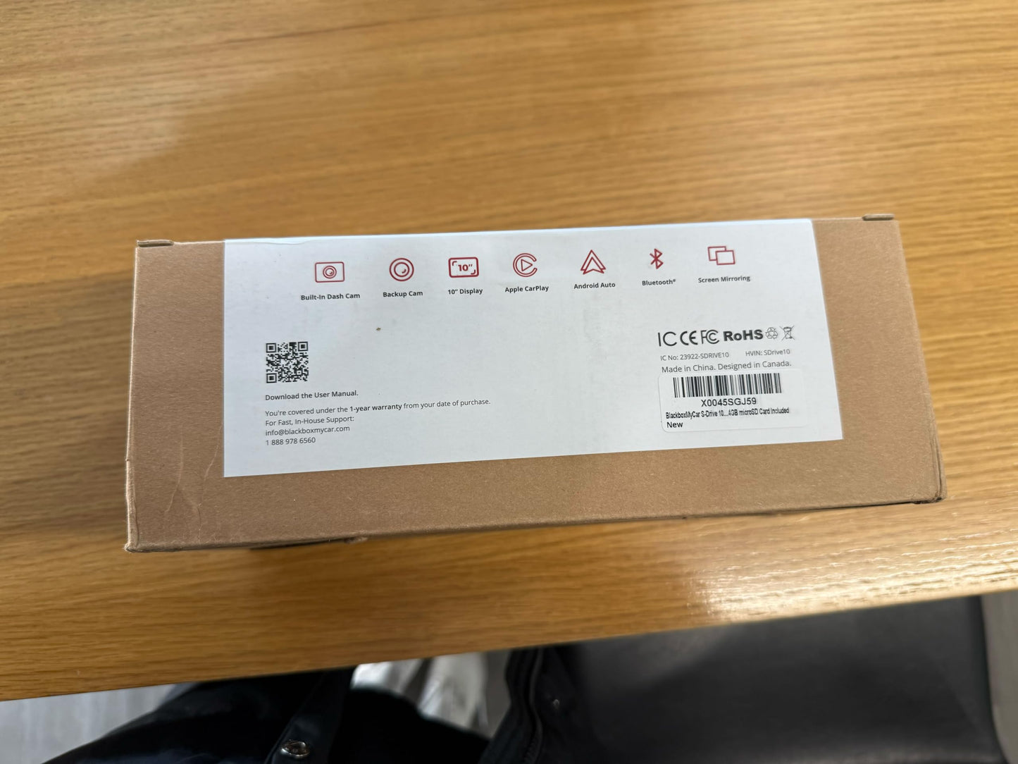 BlackboxMyCar S-Drive 10.26" Android Auto and Apple CarPlay Display with 1080p Front Dashcam, 1080p Backup Camera for Car, Bluetooth, AUX, FM, Mirror Link, 64GB microSD Card Included