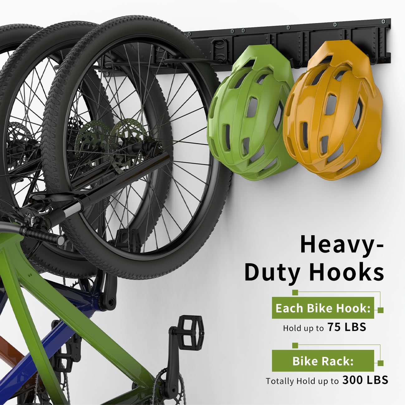 Housolution Bike Wall Mount 32Inch for 4 Bikes + 3 Helmets, Up to 300lbs, Heavy Duty Bike Hangers for Garage, Bike Hooks for Garage, Solid Steel Bicycle Storage, Bike Storage Rack, Black