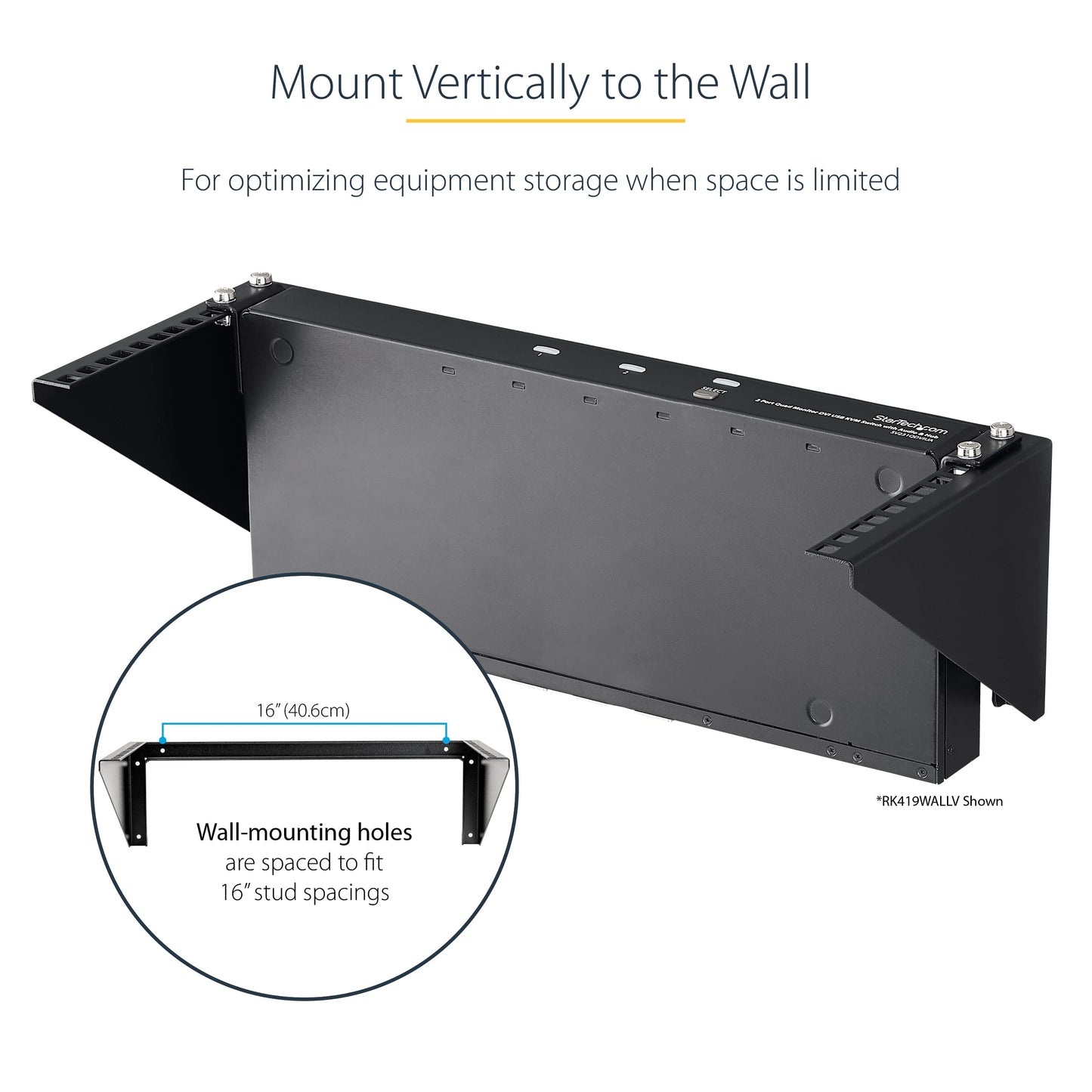 StarTech.com 5U Vertical Wall Mount Rack - 19in Low Profile Open Wall Mounting Bracket - Network/Server Room/Data/AV/IT/Patch Panel/Communication/Computer Equipment - w/Cage Nuts/Screws (RK519WALLV)