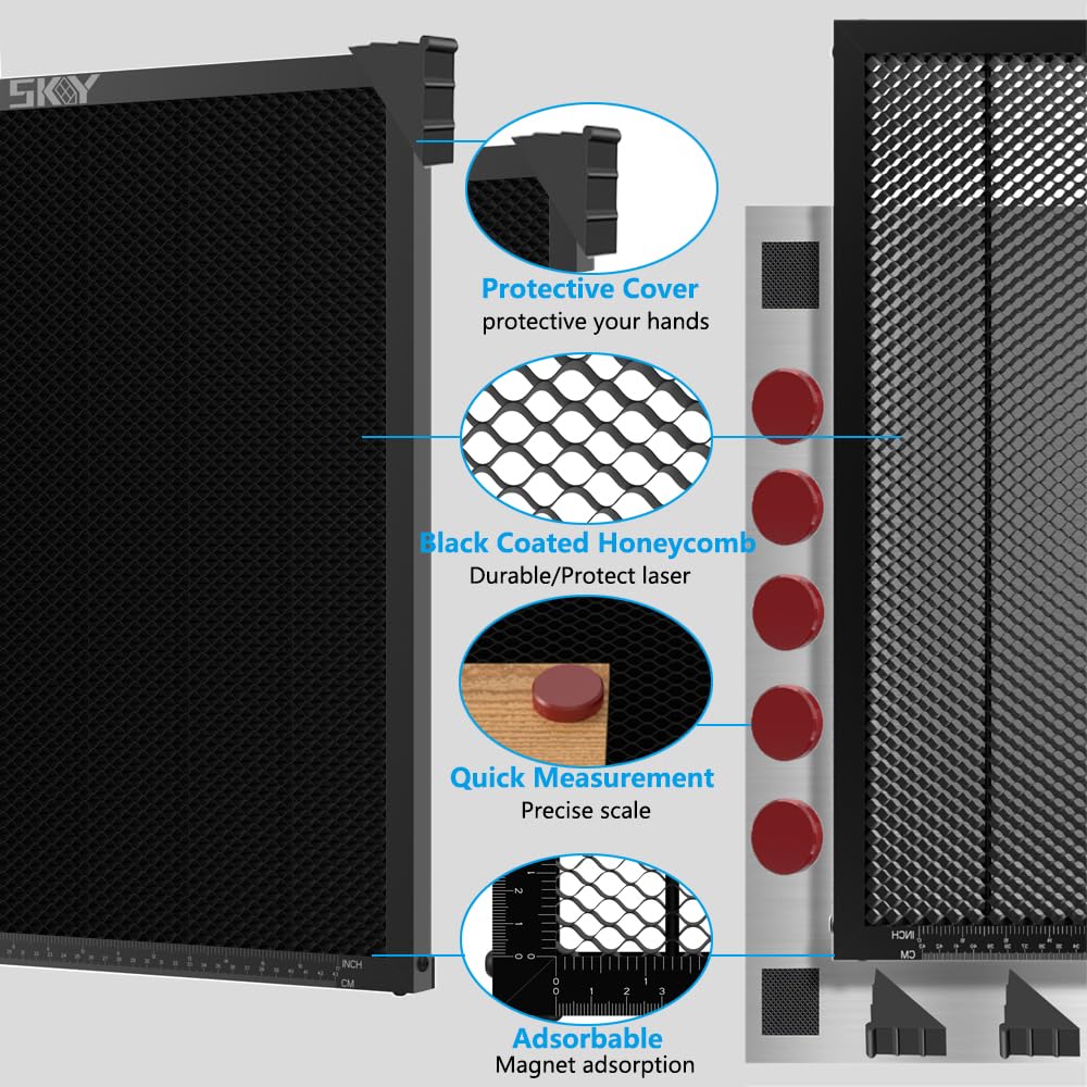 Update Heat-resistant coating Honeycomb Laser Bed, 440x440mm Honeycomb Working Durable Steel Honeycomb Panel Table for Most Laser Engraver, Desktop-Protecting, 17.3''x17.3''x0.87''