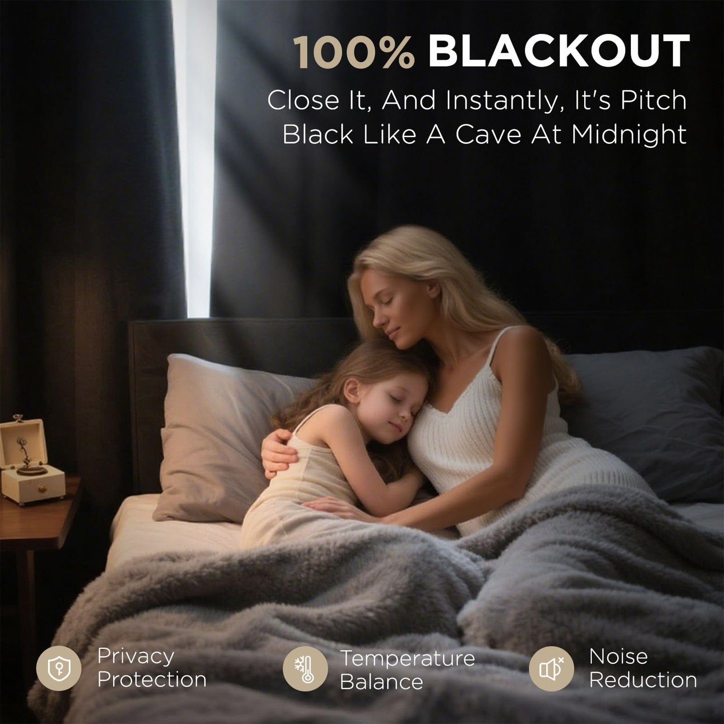 Joydeco Blackout Curtains 90 Inches Long 2 Panels Burg, Room Darkening Curtains for Bedroom, 100% Black Out Textured Thermal Drapes Privacy Protection 2 Panels Set(W52 x L90 Inch, Linen)