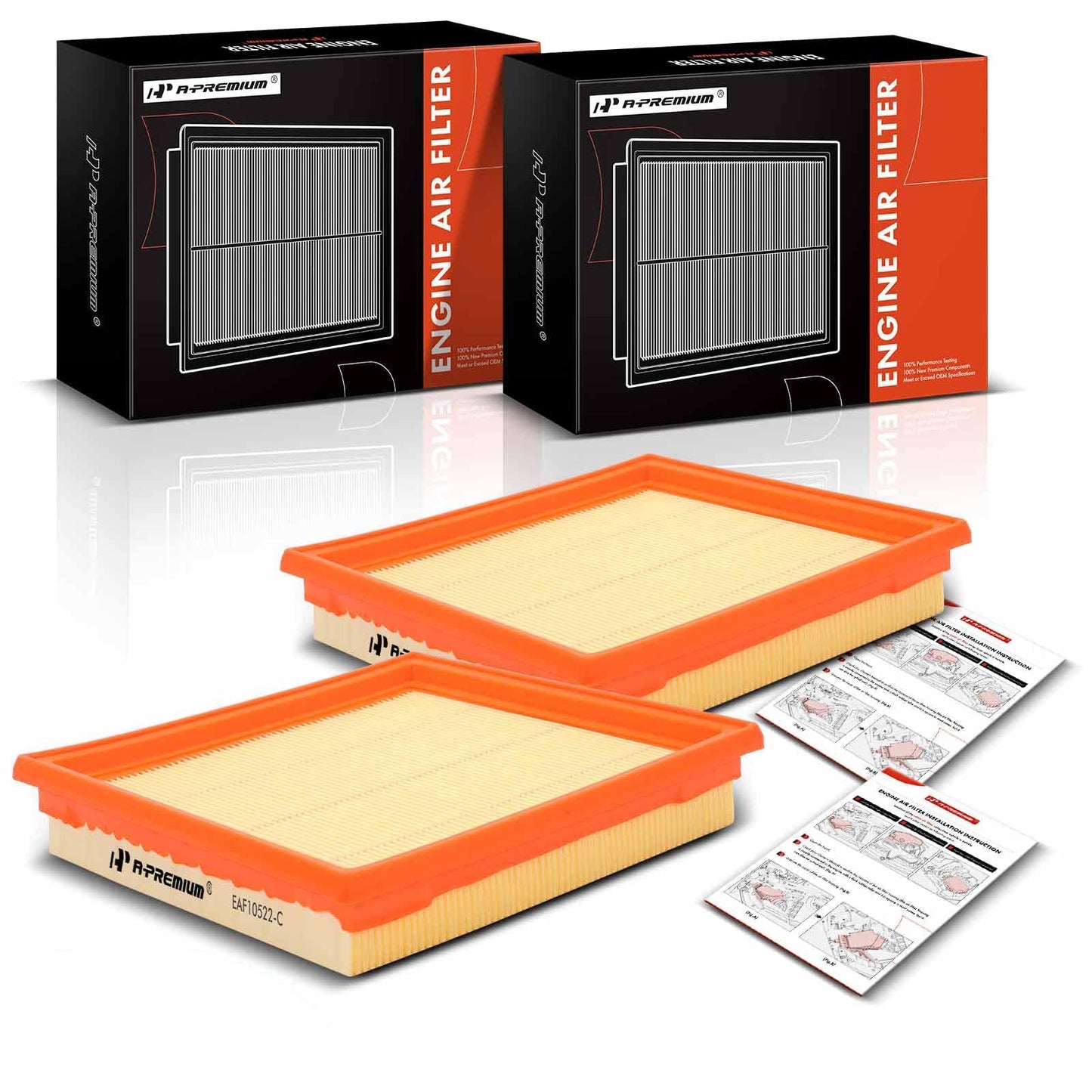A-Premium 2-PC Engine Air Filter Compatible with Infinit EX35, EX37, G25, G35, G37, Q40, Q60, QX50 & Nissan 350Z, 370Z, 2007-2020, Replace# 16546JK20A