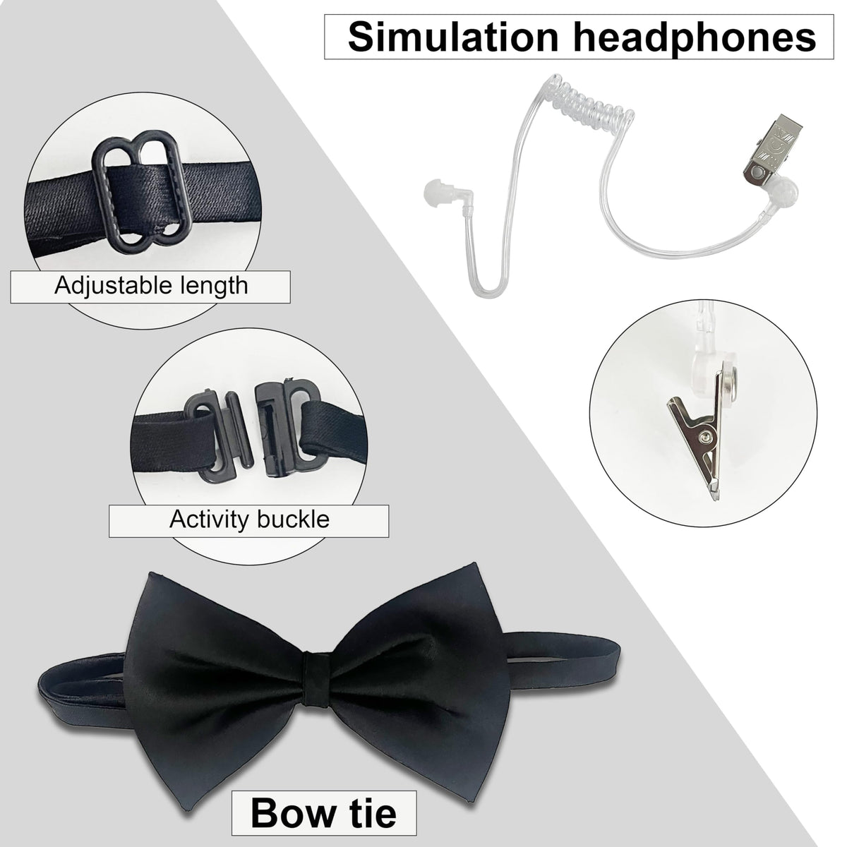 COSLANLEE Ring Security Wedding Ring Bearer Box With Rings Holder Pad, 7PCS Ring Security Box Ring Bearer Proposal Gifts Set with Boys Glasses, Earpiece, Badge, Bow Tie, Mission Card for Ceremony