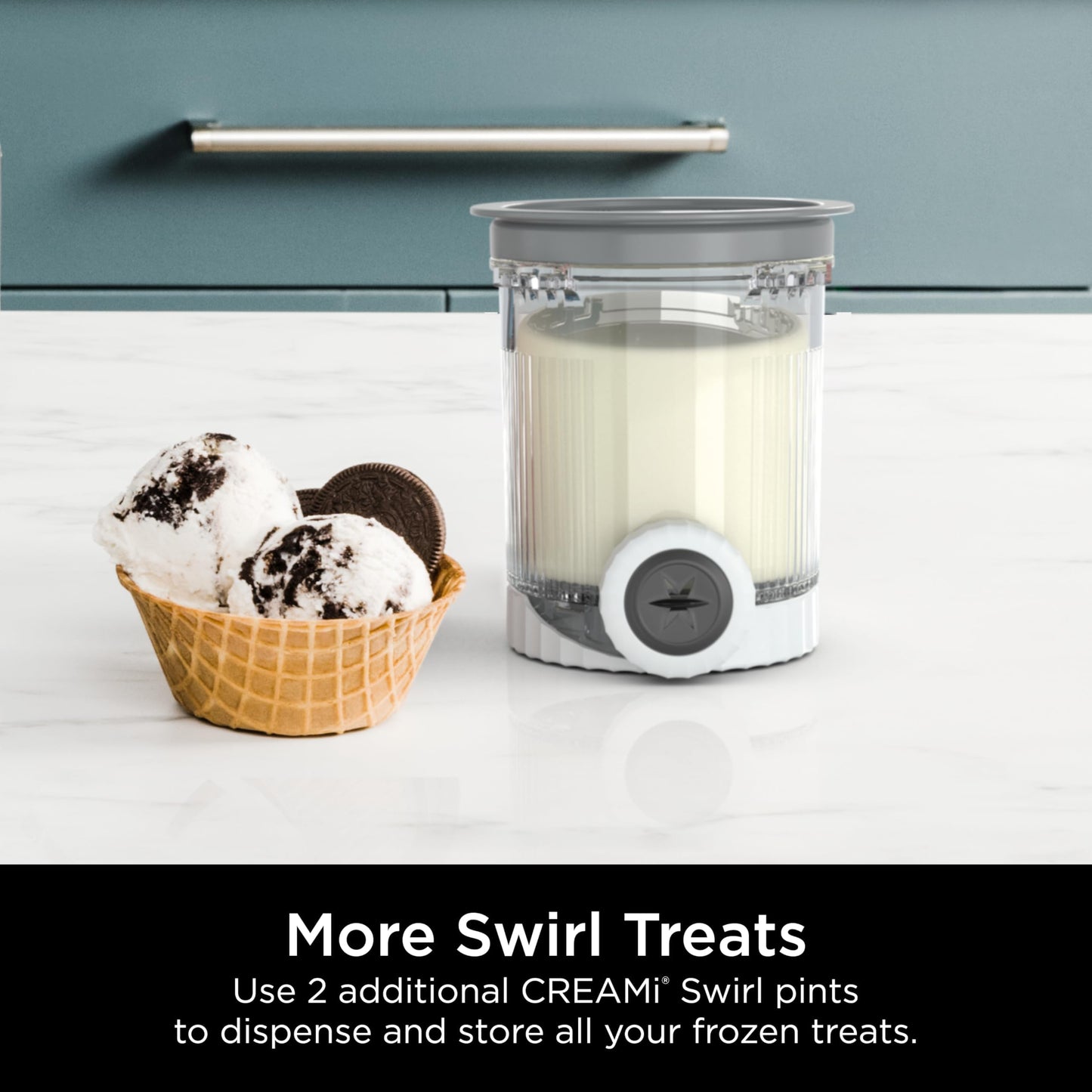 Replacement Pints and Lids (4 Pack) - Compatible with Ninja Swirl Creami NC700 Series Ice Cream Maker, BPA-Free, Dishwasher Safe (Includes Swirl Nozzles、Ice Cream soop)