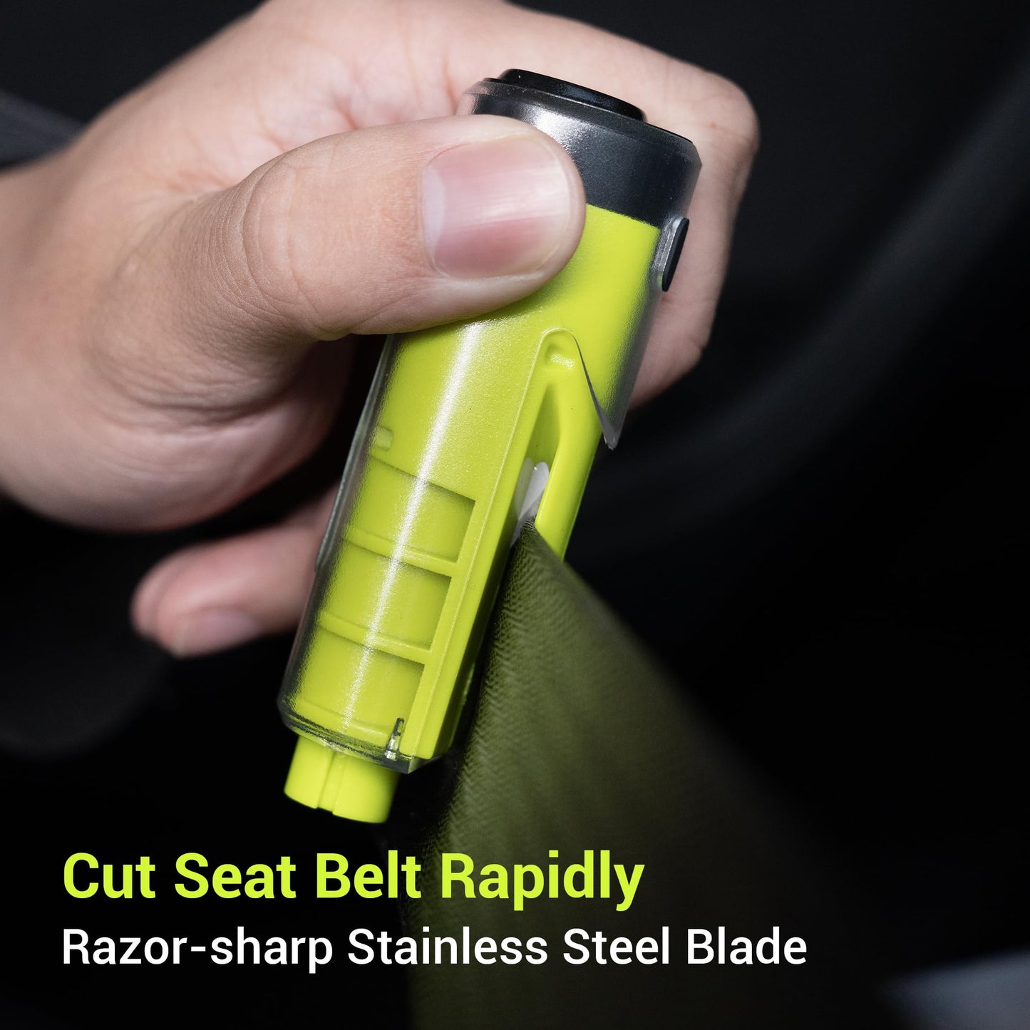 Window Breaker Seatbelt Cutter with Flashlight, Safe Hammer Glass Breaker Under Water, 3 in 1 Car Escape Tool Key Chain, 2 Pack, Black Green