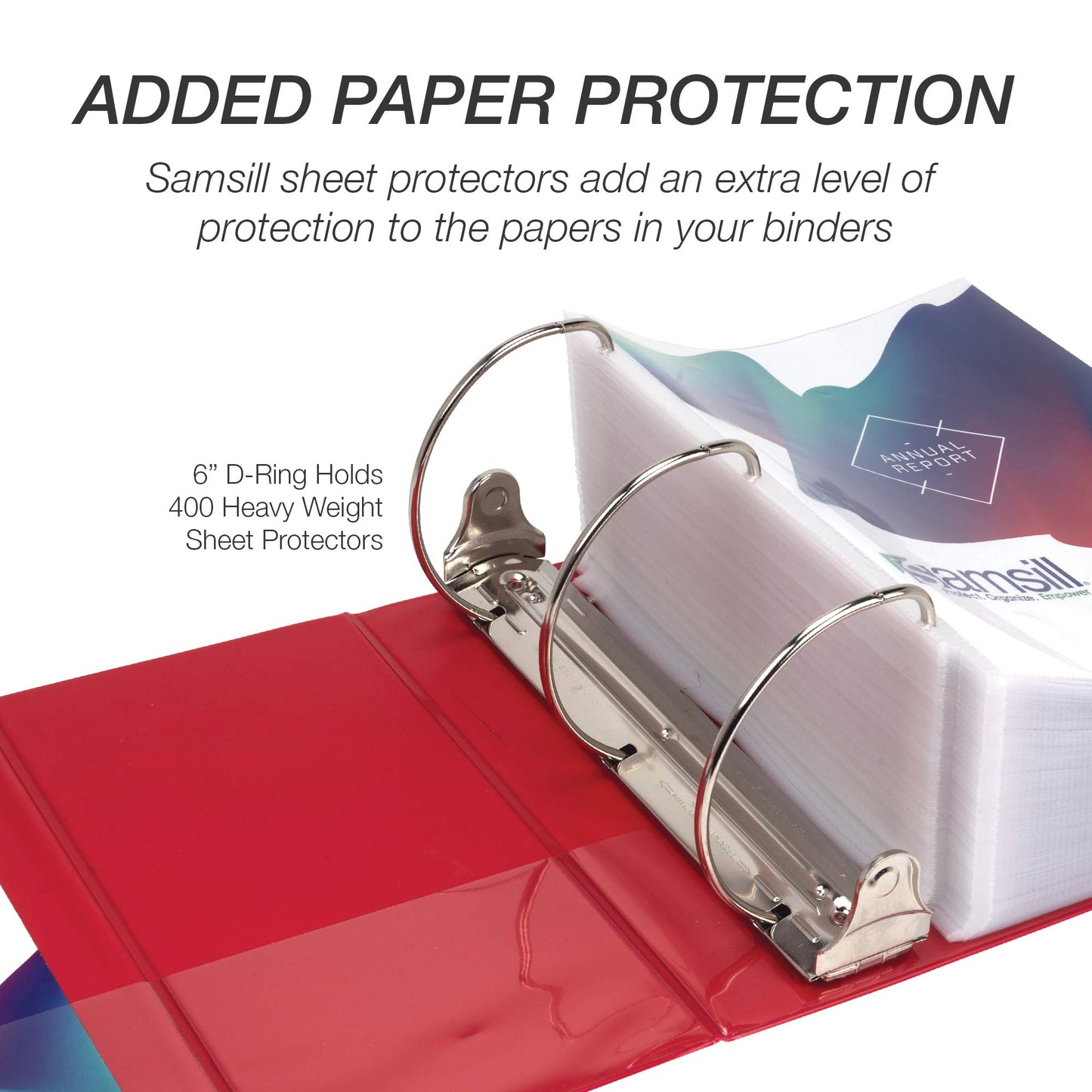 Samsill Durable 6 inch 3 Ring Binder, Made in USA, Locking D Ring FSC 100% Recycled Chipboard, Red