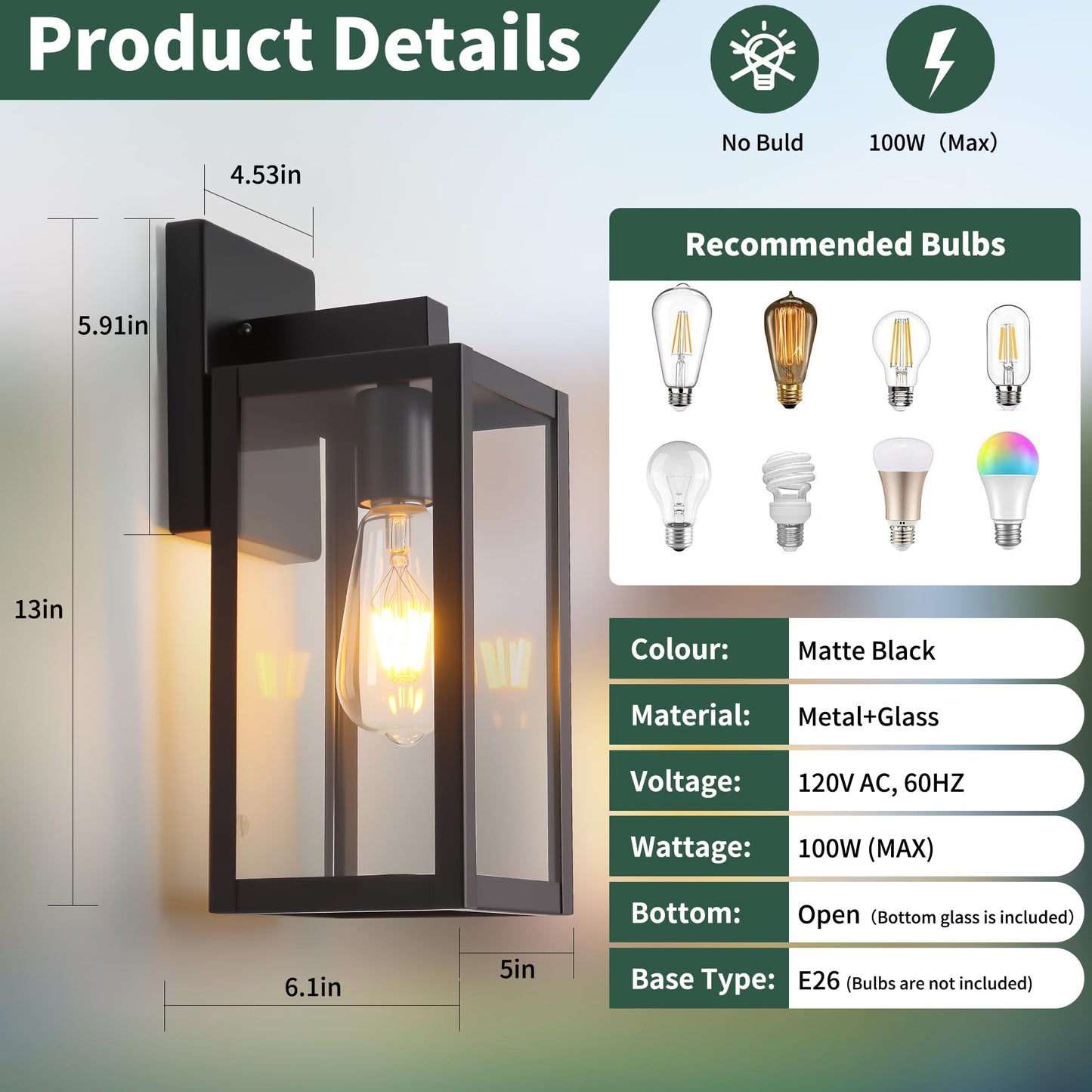 Outdoor Wall Light Fixtures Exterior Light Fixtures Waterproof Porch Lights Outdoor Wall Sconce Anti-Rust Outside Lights for House