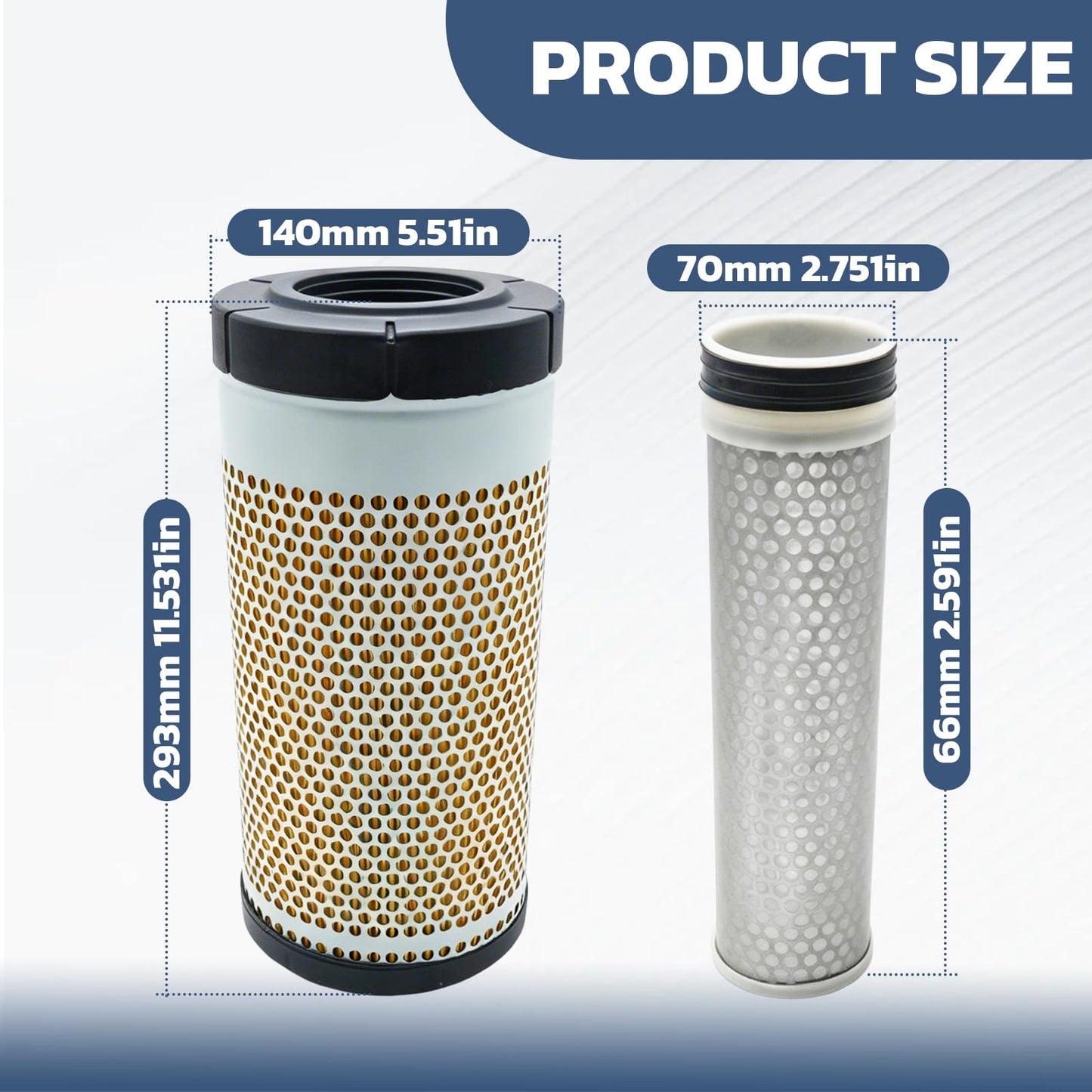 AXGSRV 7068069M1 Air Filter Kit, Replacement for Massey Ferguson 1736 1742 1749 1754 1758, Replacement for YANMAR SV 60 SV 60-6B VIO 50-6B VIO, Replaces 7068070M1