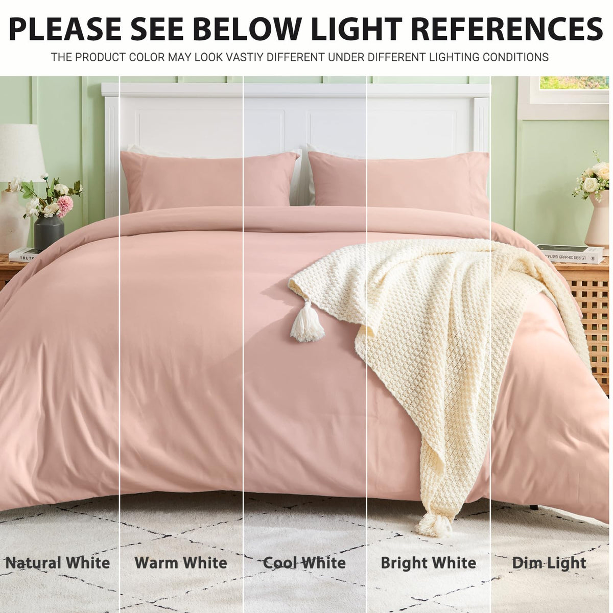 Sasttie Duvet Cover Queen, 3-Piece Ultra Soft Double Brushed Bedding Sets for All Season Use, Includes 1 Duvet Cover 90x90 Inches, 2 Envelope Pillowcases 20x30 Inches, Rose Gold