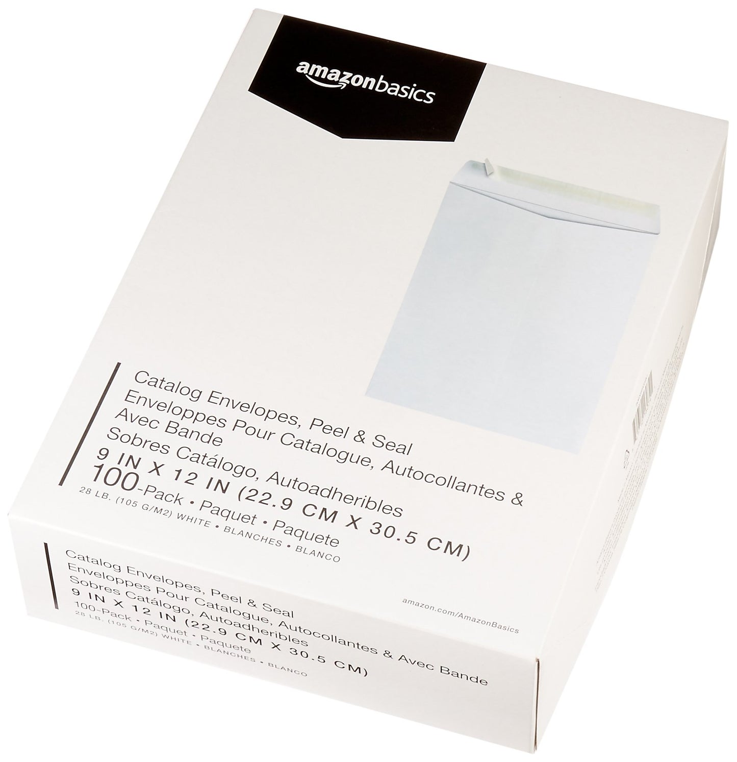 AmazonBasics Catalog Mailing Envelopes, Peel & Seal, 9x12 Inch, White, 100-Pack - AMZP15