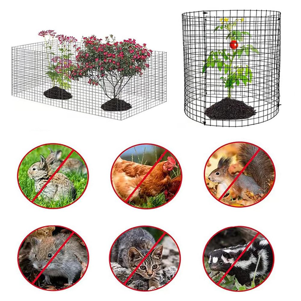 10 Packs 20" H X 12" D Plant Protectors from Animals,Square Garden Wire Plant Cages Mesh,Metal Garden Plant Cloche Protection Barricades for Outdoor Plants, Flowers & Vegetables, Keeps Bunny Chicken