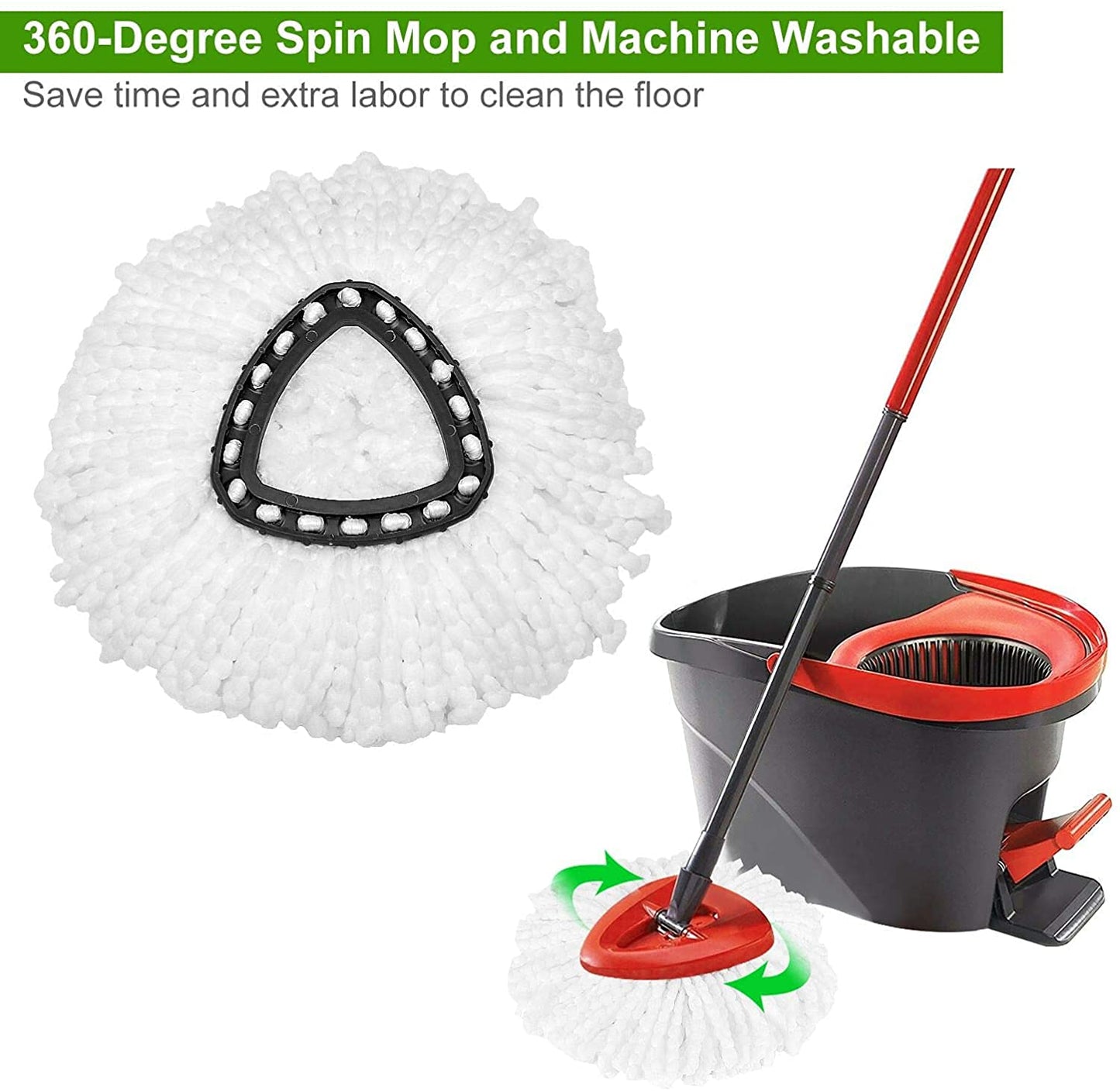 12 Pack Mop Replacement Heads Compatible with Spin Mop, Microfiber Spin Mop Refills, Easy Cleaning Mop Head Replacement