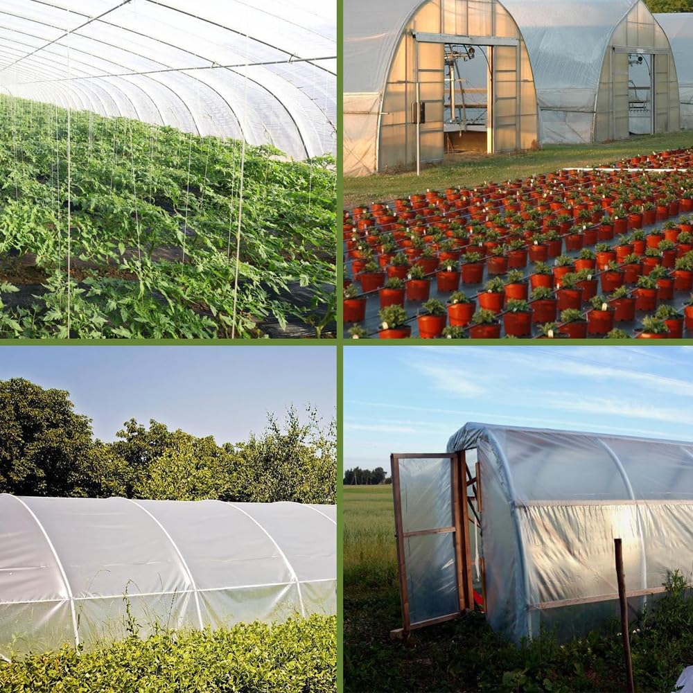 10ft x 26ft 6mil Clear Greenhouse Plastic Sheeting Green House Sheet UV Resistant Polyethylene Film Hoop Cover for Horticulture Gardening Farming and Agriculture Farming