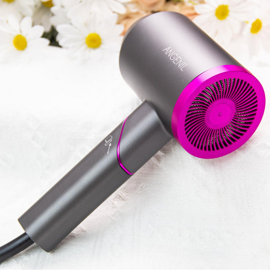 ANGENIL Ionic Hair Dryer, Professional Low Noise Blow Dryer, Fast Drying, Travel Hair Dryer Foldable Handle, 3 Constant Temp/2 Speed, Lightweight Portable Hairdryer for Women & Men, with Nozzle