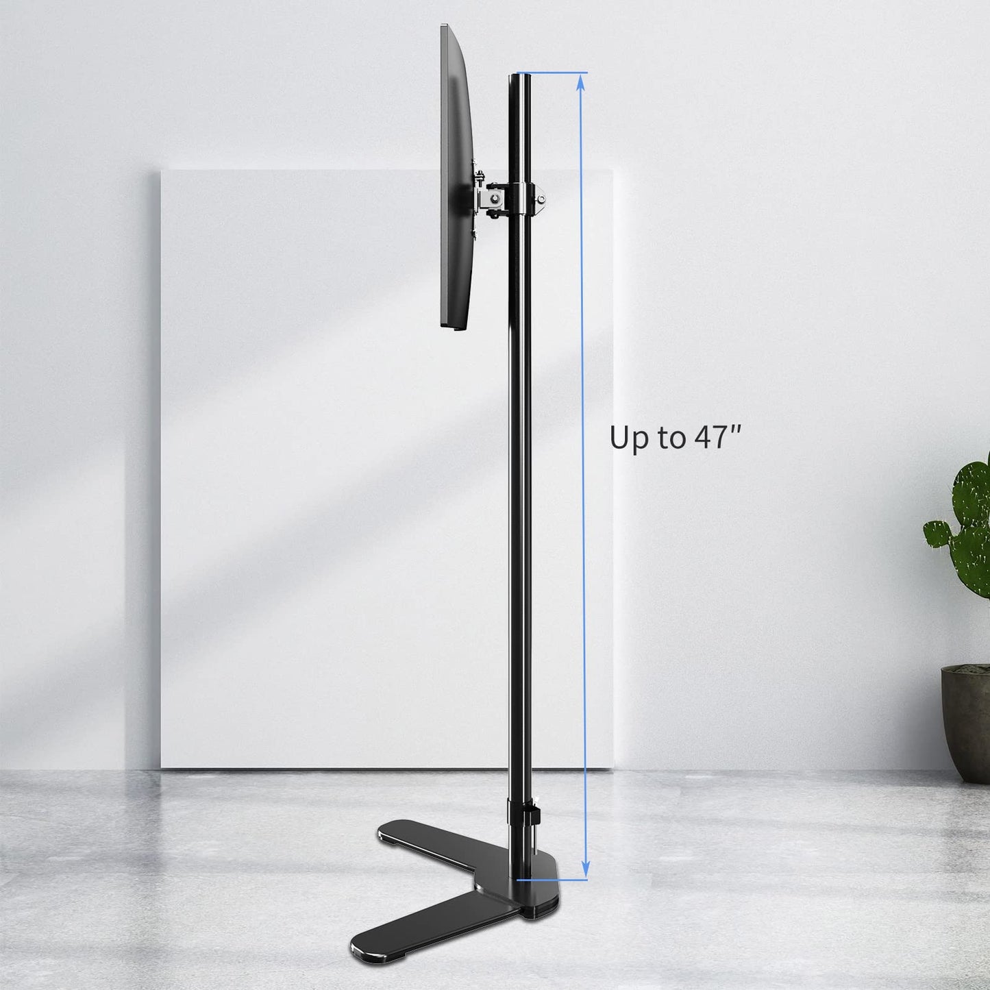 Pholiten Extra Tall Monitor Stand with 47inch Pole，Floor Monitor Stand, Free-Standing Monitor Desk Mount Support 13 to 27 inch Screen,20lbs,Heavy-Duty Fully Adjustable Arms with Max VESA 100x100mm