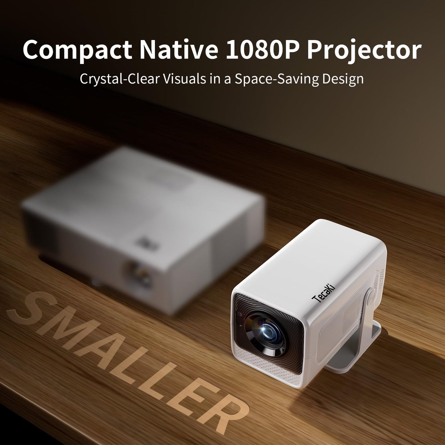 Tecaki Native 1080P Projector 4K Projector with WiFi and Bluetooth, Electric Focus & 180° Rotation, Portable Outdoor Projector Compatible with HDMI, USB, TV Stick, Phone for Home/Outdoor Use