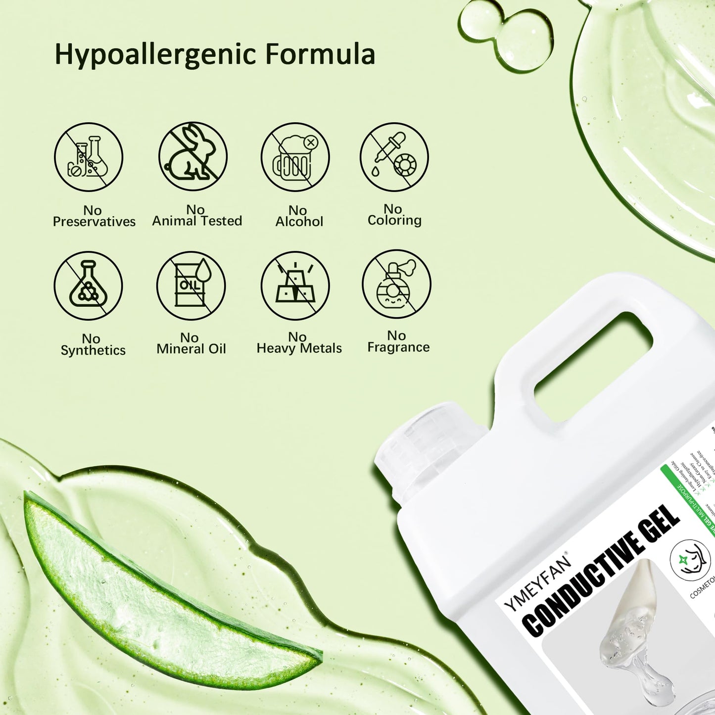 2.5L Large Aloe Vera Conductive Gel for Face and Body, Paraben Free, Cooling Gel Use with Laser Hair Removal Machine and Home Beauty Device, Soothing Hydrating Suitable Beauty Salon Spa Supplies