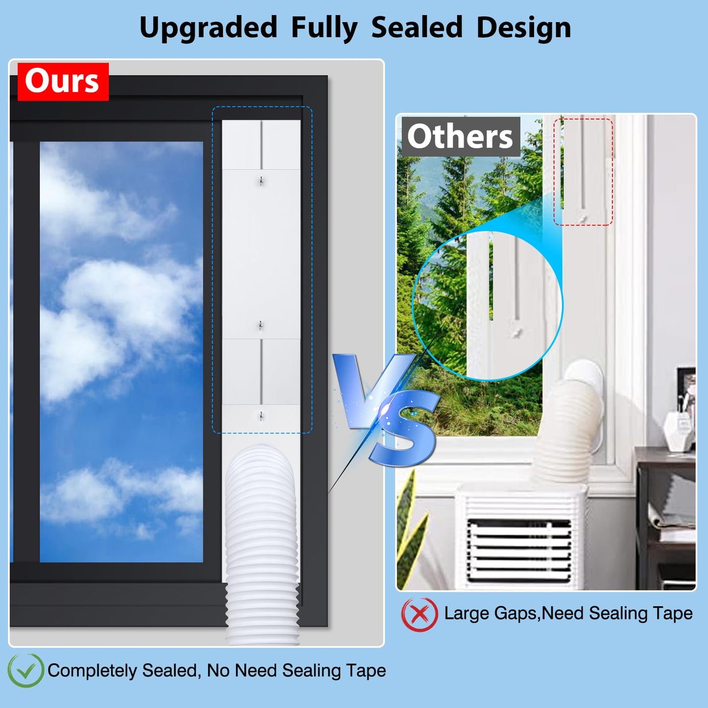 Upgrade Portable AC Window Vent Kit with 5.9Inch Exhaust Hose(79Inch Length),Portable Air Conditioner Window kit,Adjustable Length 17" to 61" for Vertical & Horizontal Sliding Window