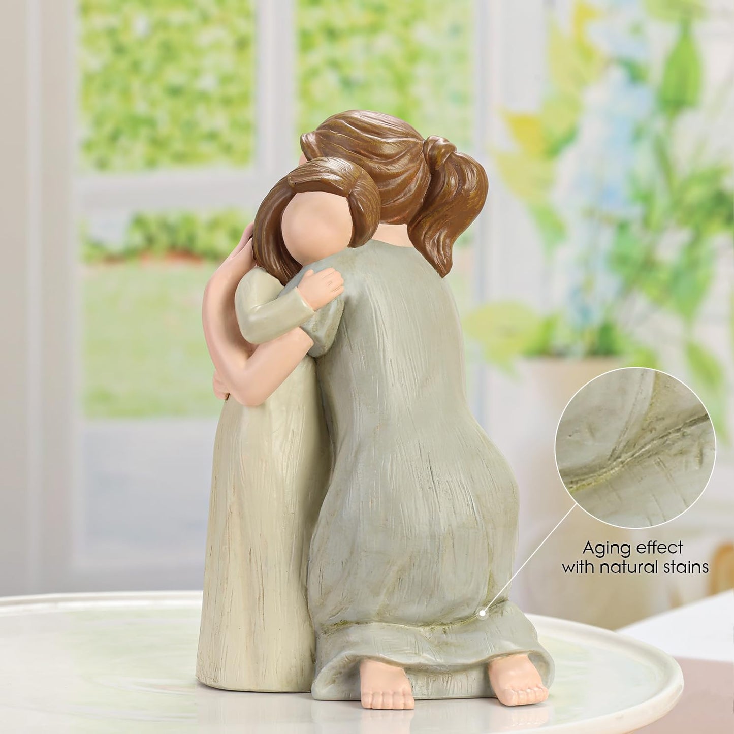 Hensonever Mother and Son Figurine Sculpture, The Greatest Bond Mom and Child Statue, Sculpted Hand-Painted Figure Love My Son Gift for Mother’s Day Anniversary Birthday