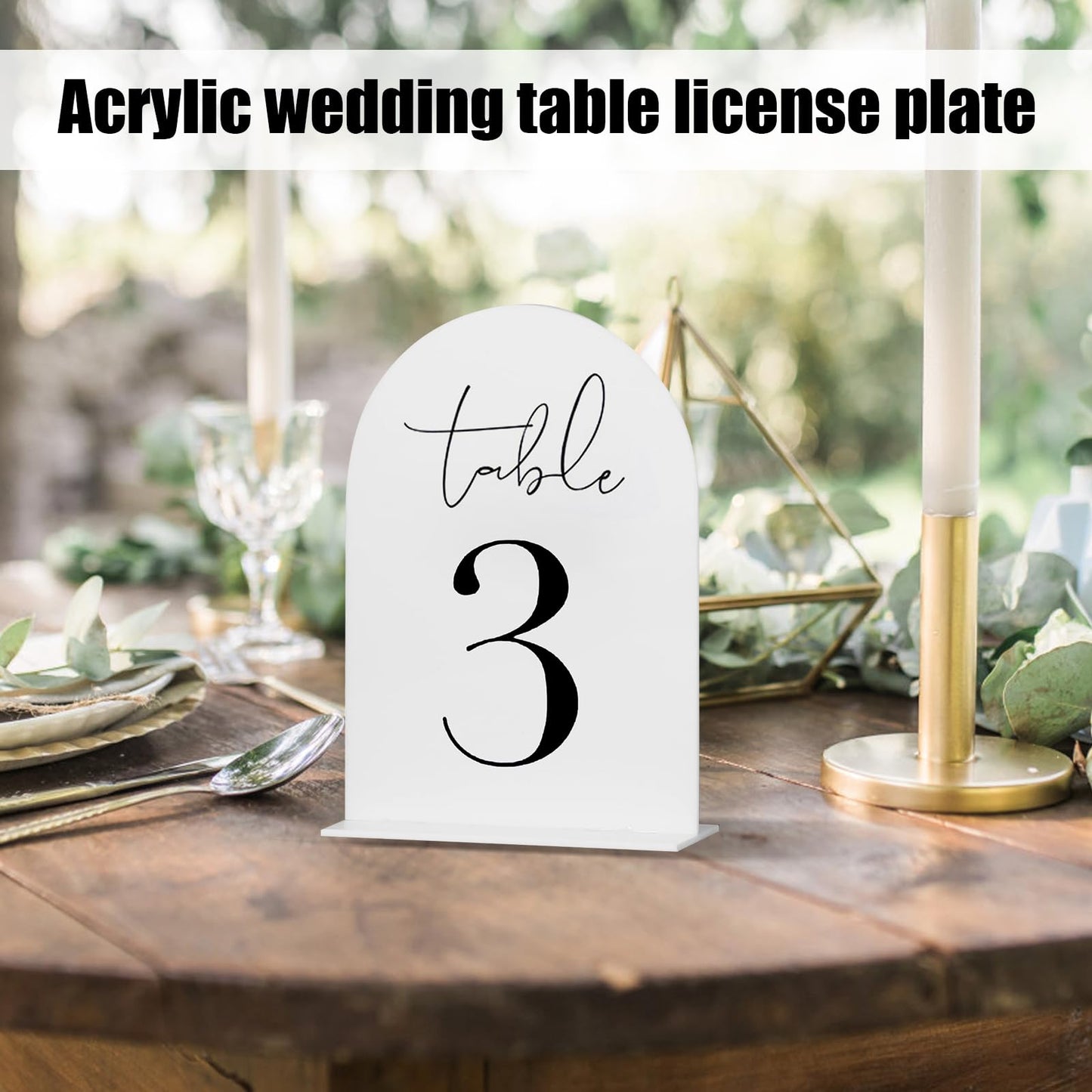 Auch White Arch Acrylic Table Numbers 1-15 with Stand, 5x7" White Arch Acrylic Sign and Holder Wedding Table Numbers for Reception, Centerpiece, Event (White)