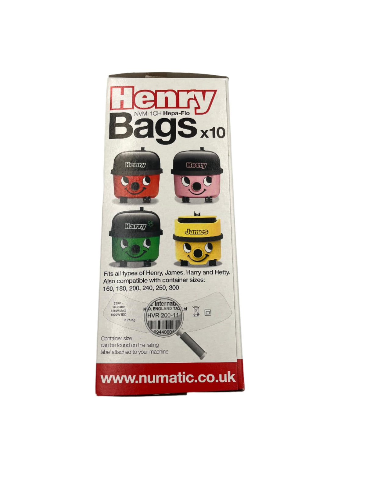 Numatic NVM-1CH Numatic Henry and James Cleaner Bags, Pack of 10