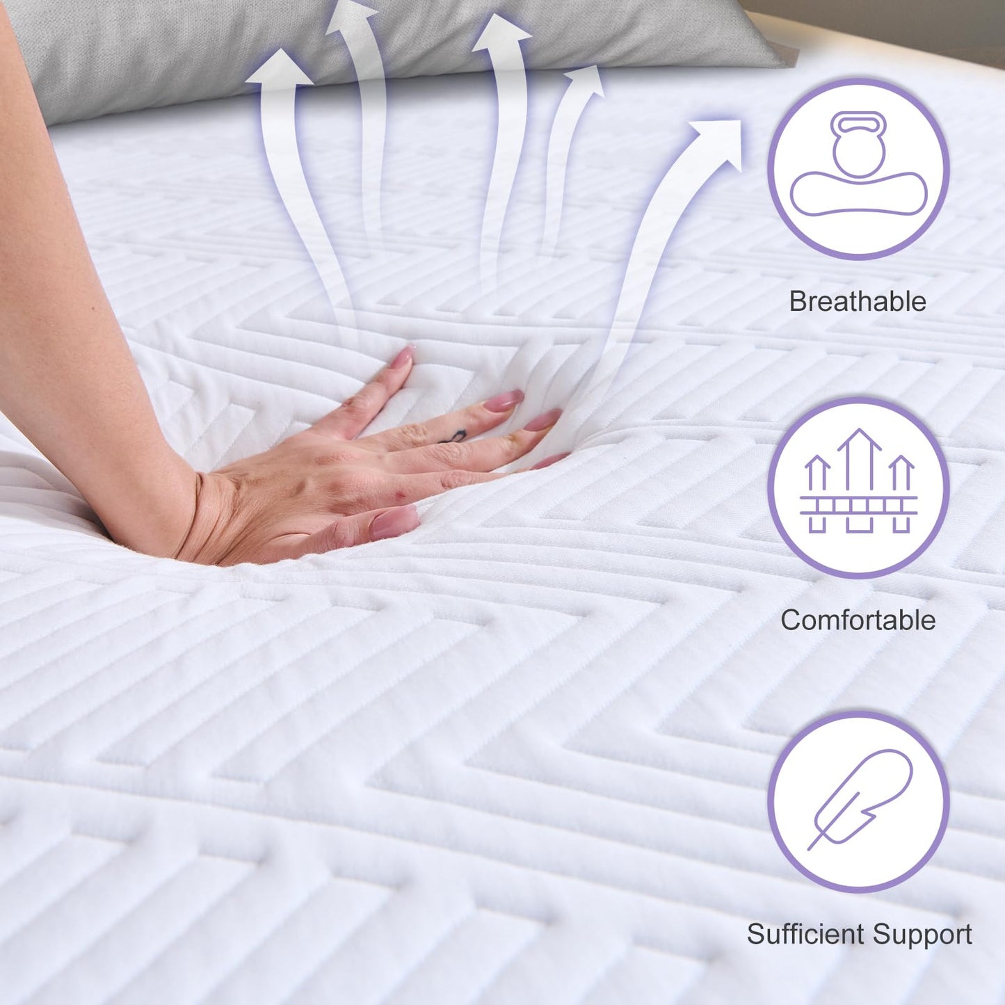 Hyberix Memory Foam Mattress Topper Full, 2 Inch Cooling Gel Memory Foam Mattress Topper with Removable & Washable Bamboo Cover for Back Pain and Pressure Relief (54"x75")