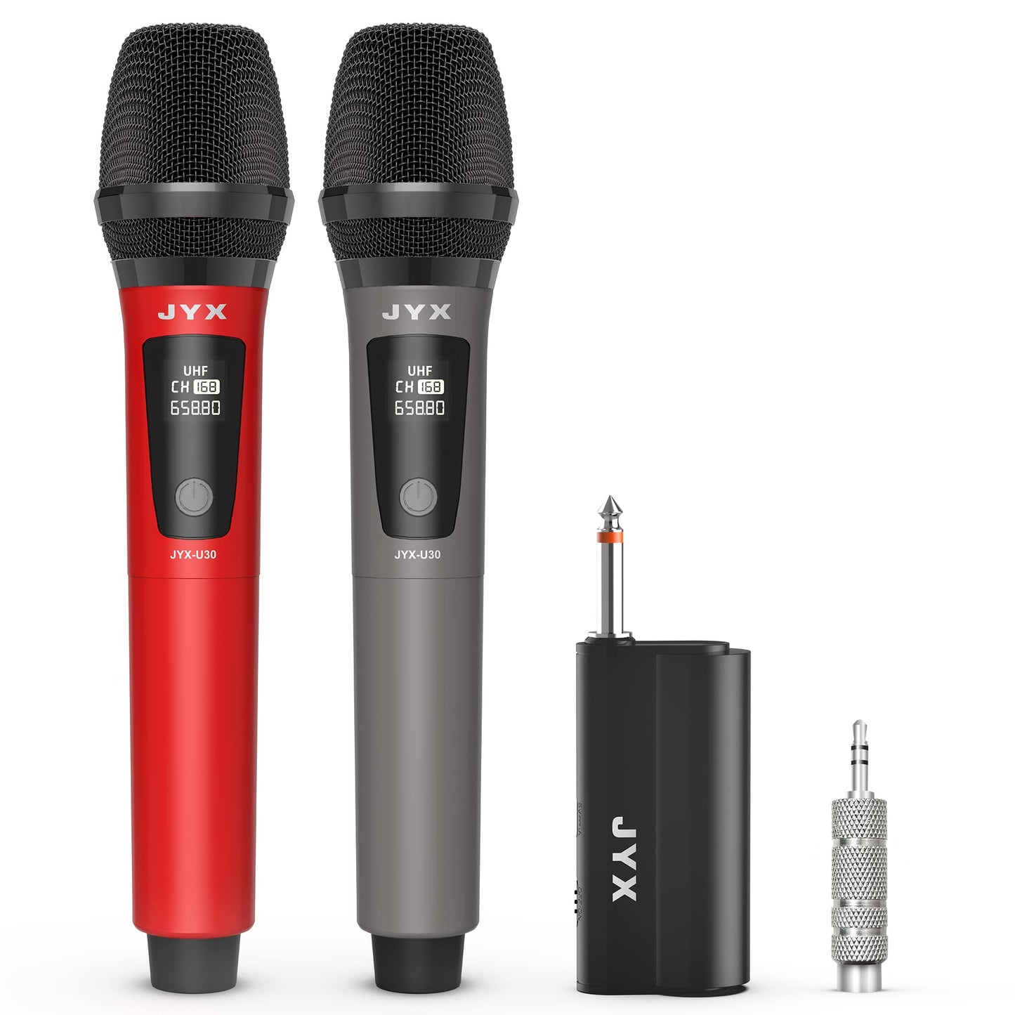 Wireless Microphones, Professional Dual Karaoke Microphones, Wireless Dynamic Microphone System Set with Rechargeable Receiver for Home Party, Speech, Wedding, Church, PA System