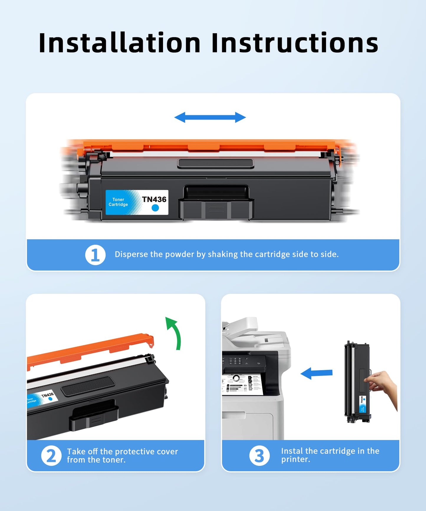TN436 Compatible Toner Cartridge Replacement for TN436 TN 436 TN436BK TN433 TN431 Work with MFC-L8900CDW HL-L8360CDW MFC-L8610CDW MFC-L9570CDW HL-L8260CDW Printers(TN-436BK/C/M/Y,4 Combo Pack)