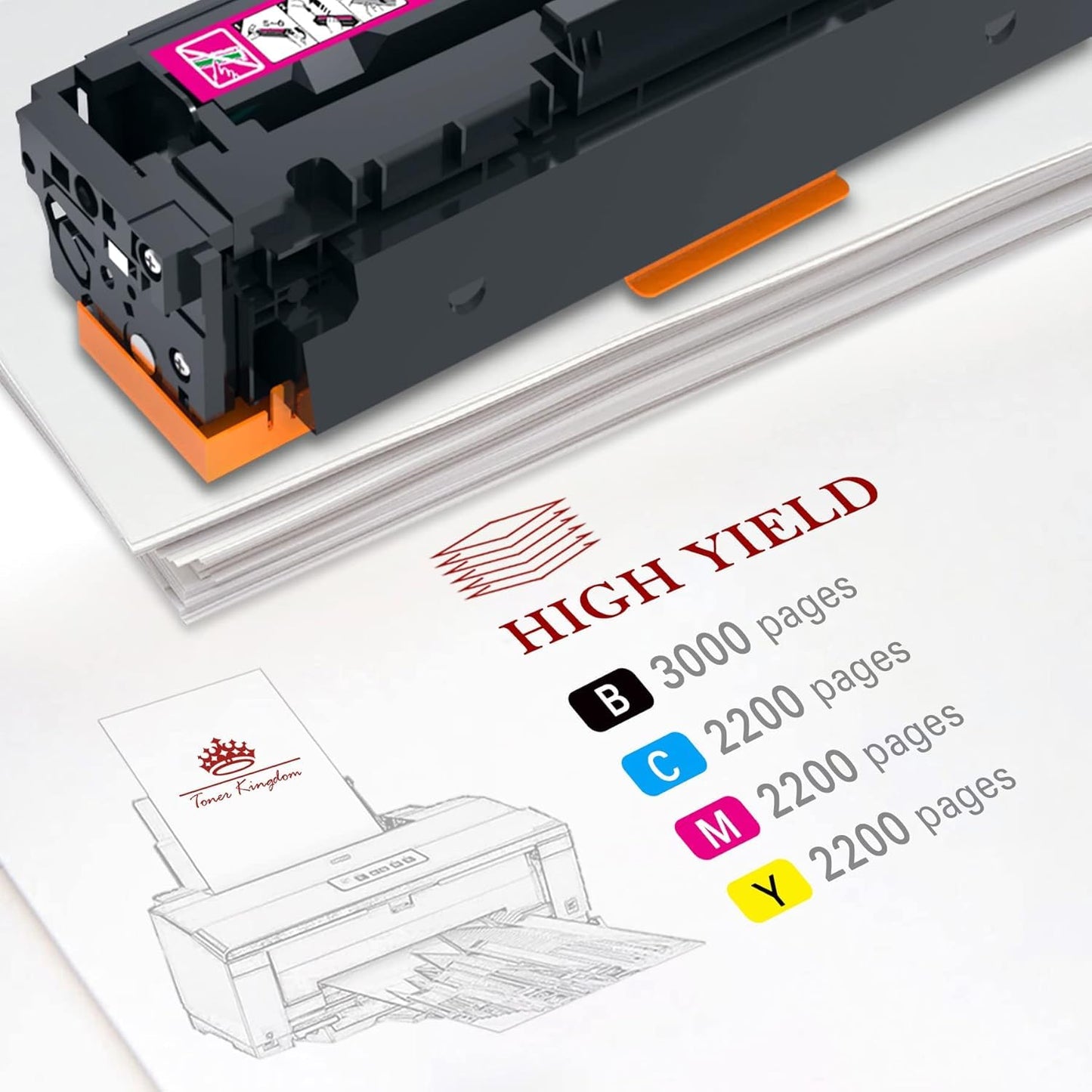 Toner Kingdom Compatible Toner Cartridge Replacement for Canon 054 CRG-054 for Canon Color ImageClass MF644Cdw MF642Cdw MF640C LBP622Cdw - 4Pack(1B 1C 1M 1Y)