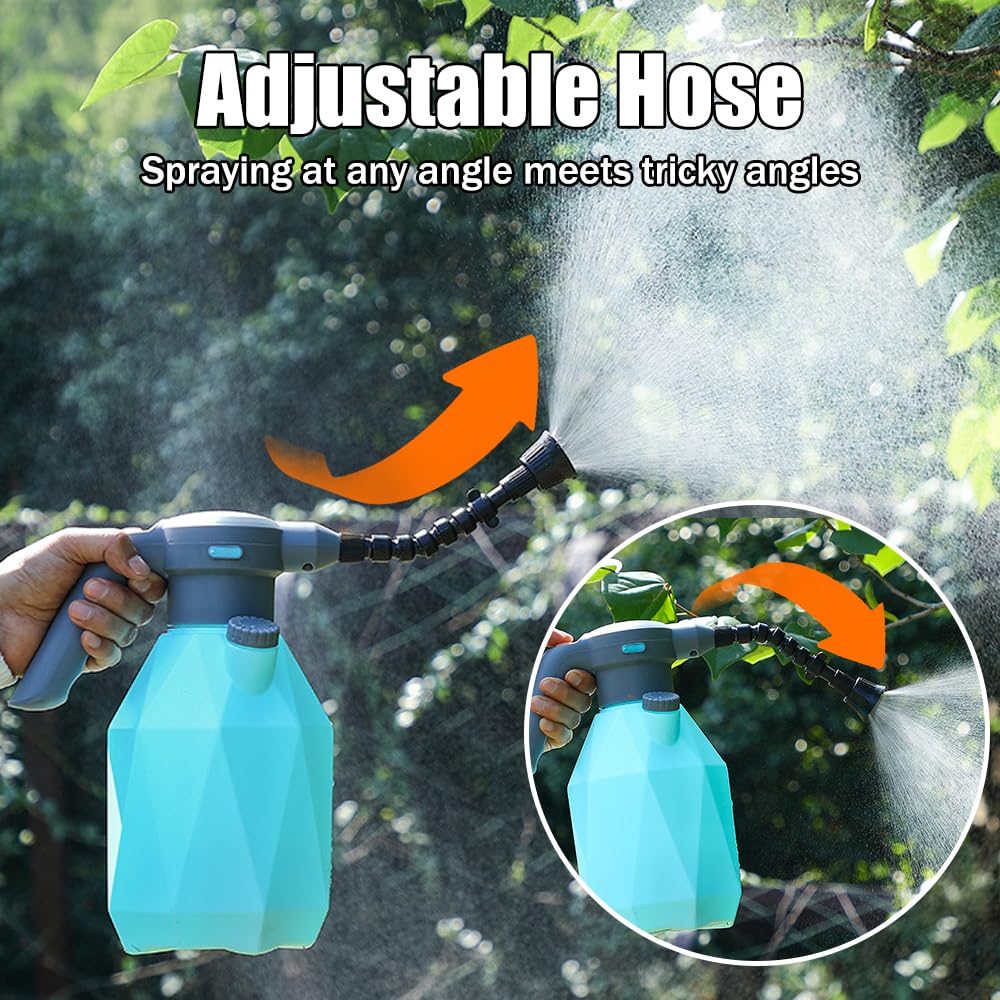 OBEST Cordless Electric Water Sprayer Rechargeable Garden Sprayer, Handheld Automatic Plant Mister Spray Bottle 2L USB Watering Can, Fine Mist Sprayer for Indoor Outdoor Plants, Green